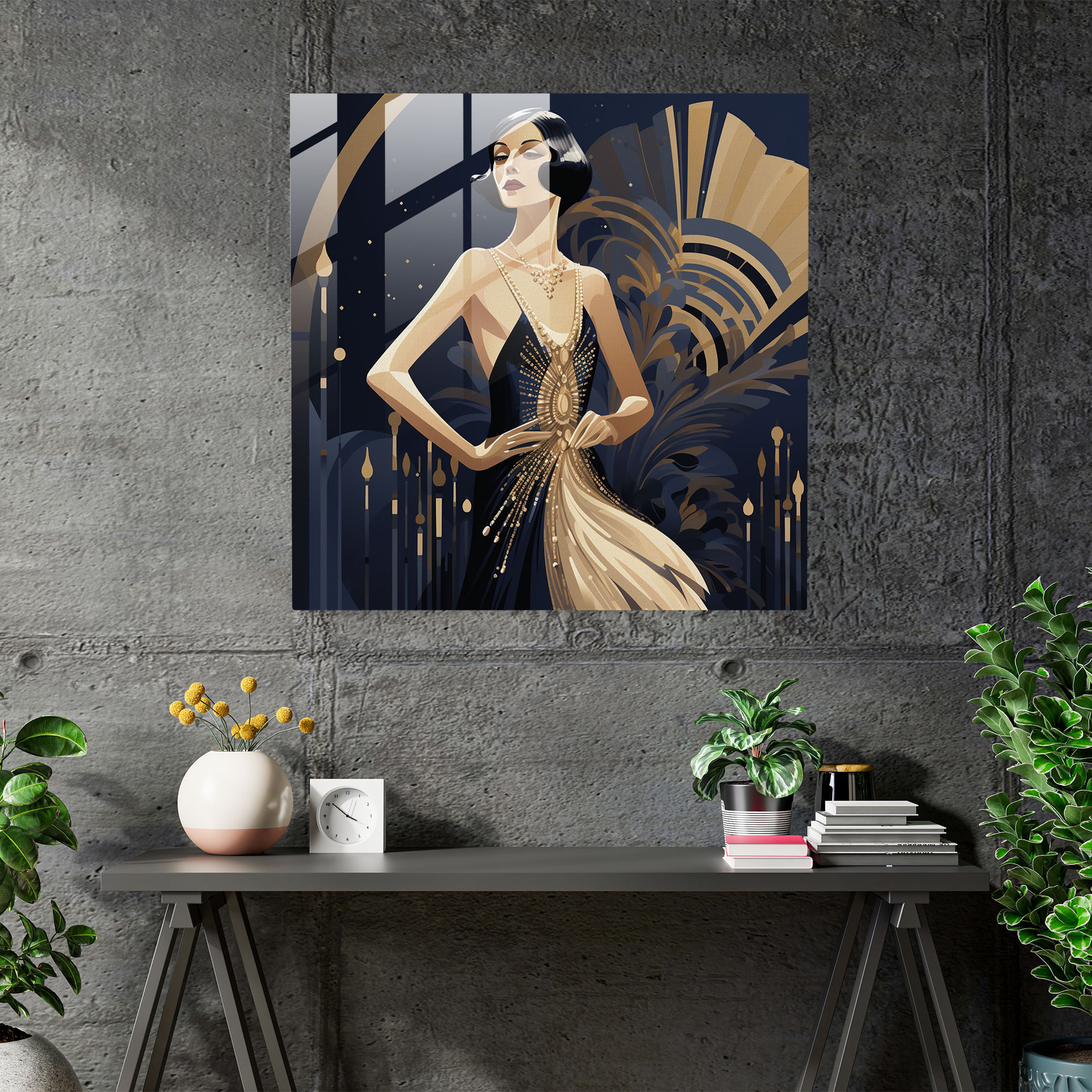 Gilded Glamour Glass Prints - Art Deco-Inspired Glass Wall Art - Home Decoration - Wall Decoration