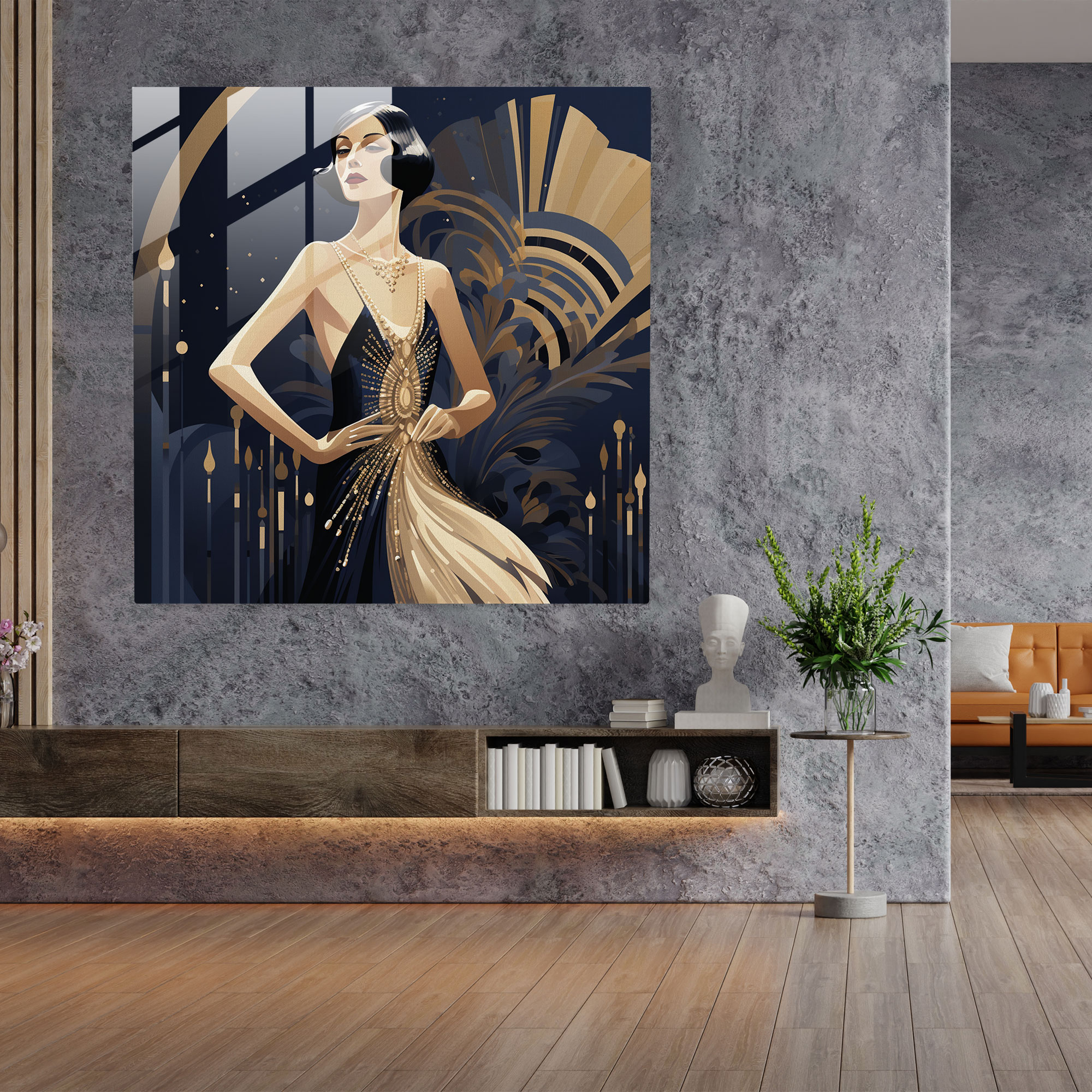 Gilded Glamour Glass Prints - Art Deco-Inspired Glass Wall Art - Home Decoration - Wall Decoration