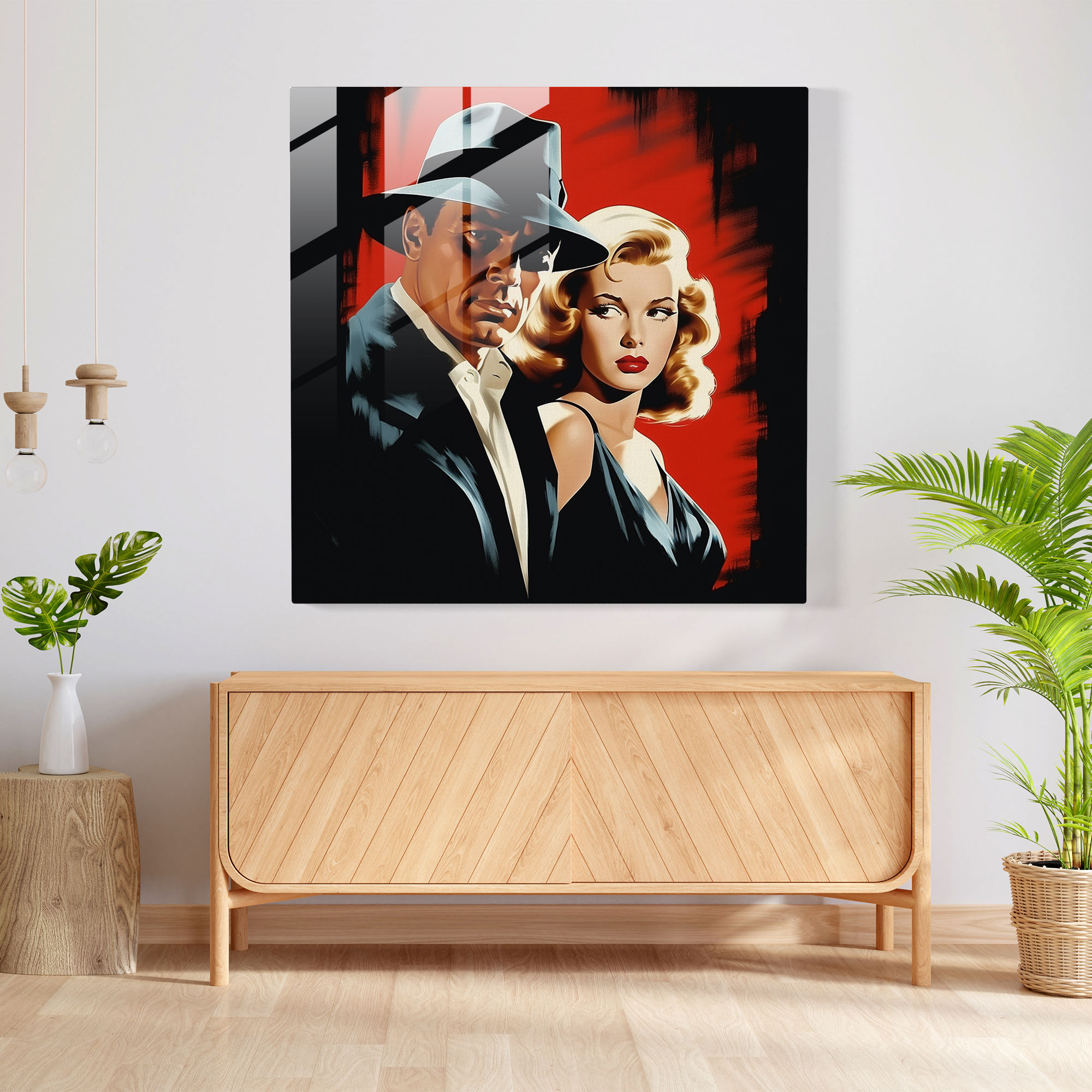 Timeless Retro Glass Print - Vintage Film Noir Glass Wall Art