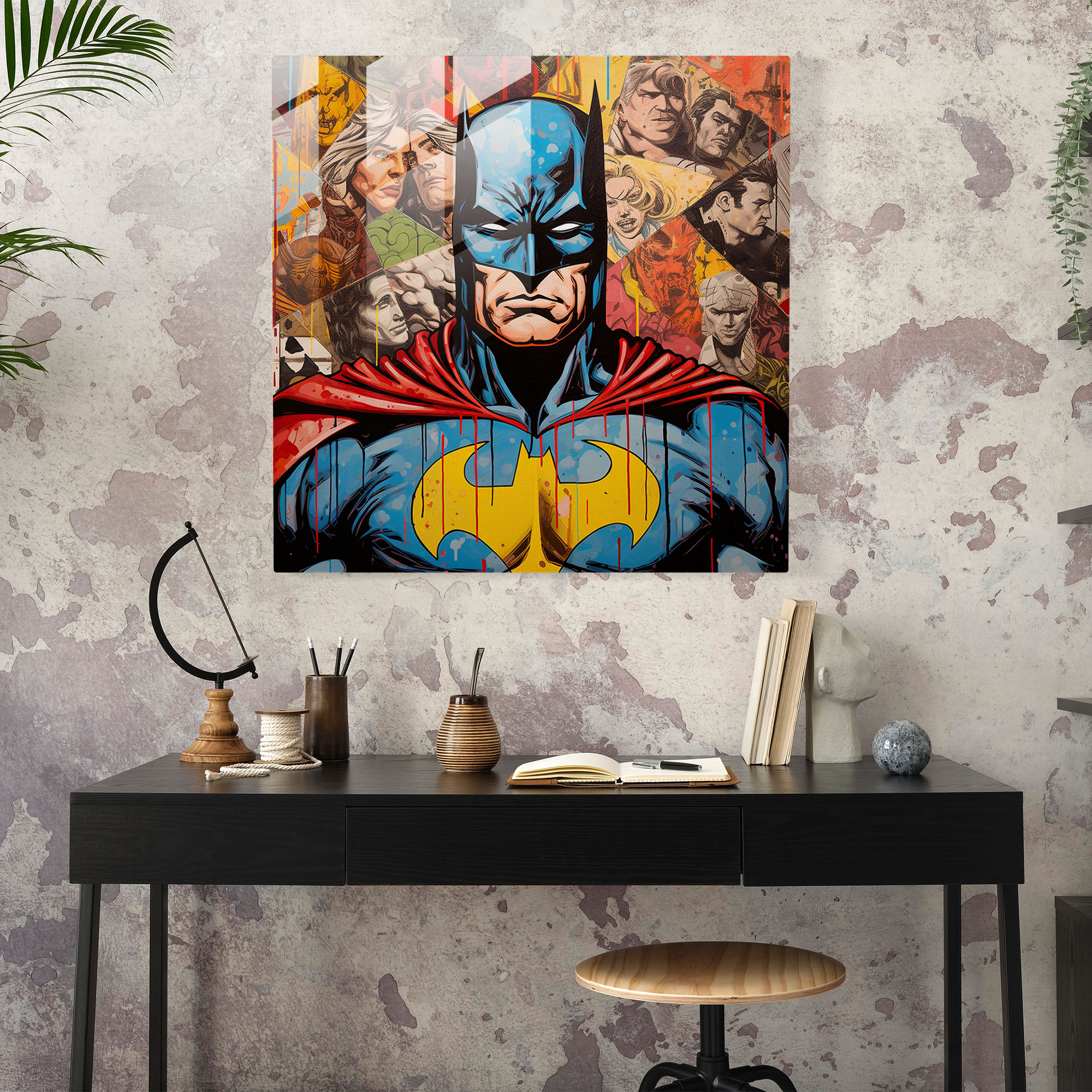 Dynamisches Retro-Glasbild - Pop-Art-Comic-Glaswandkunst