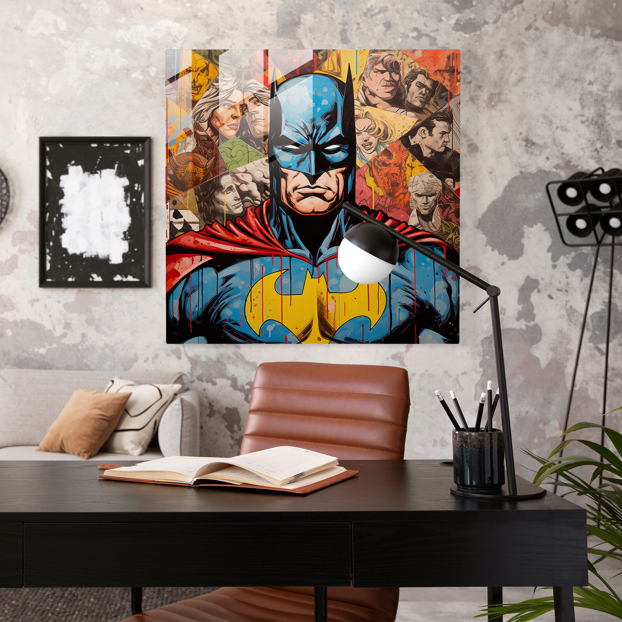 Dynamisches Retro-Glasbild - Pop-Art-Comic-Glaswandkunst