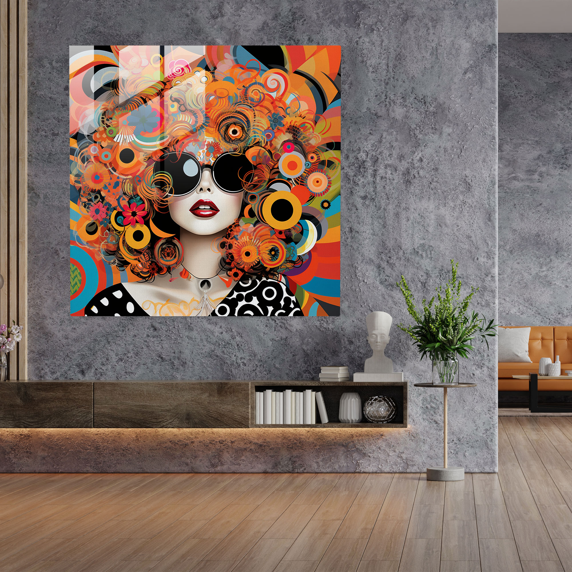 Funky Retro Glass Print: Colorful Pop Art Wall Art