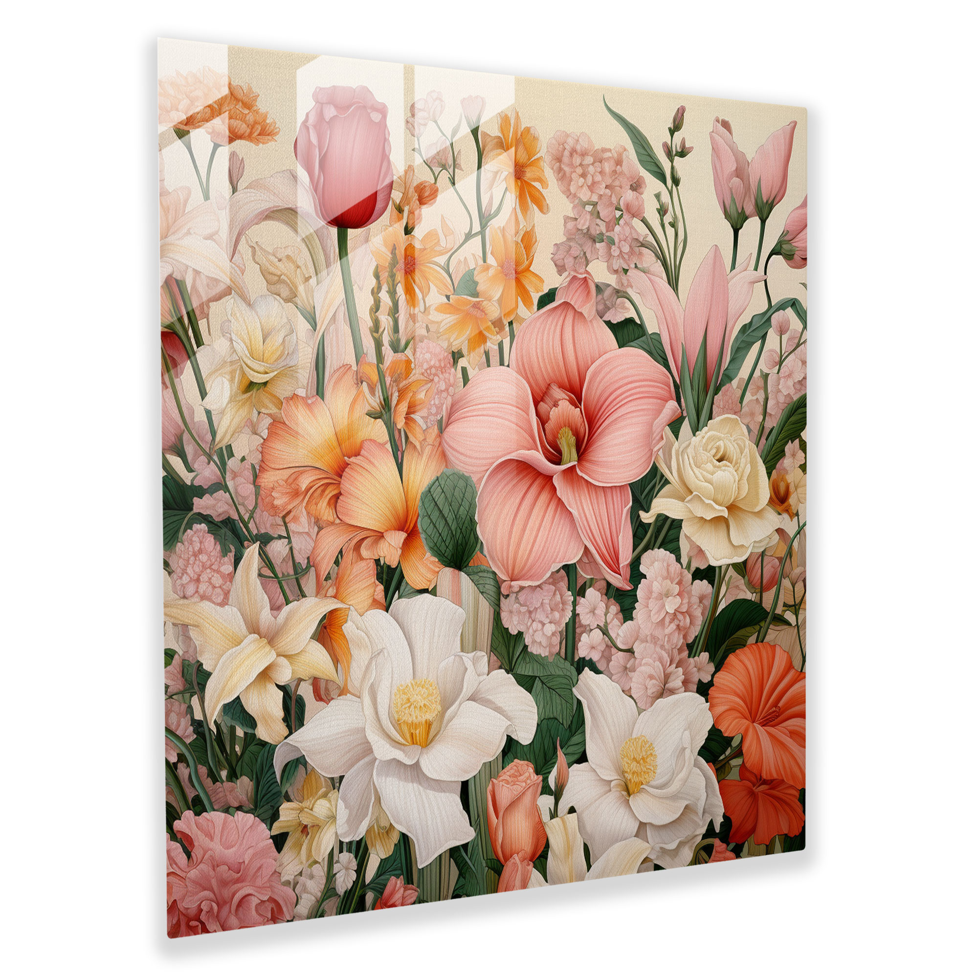 Glass Prints: Vintage Botanical Garden Glass Wall Art for Home Decoration