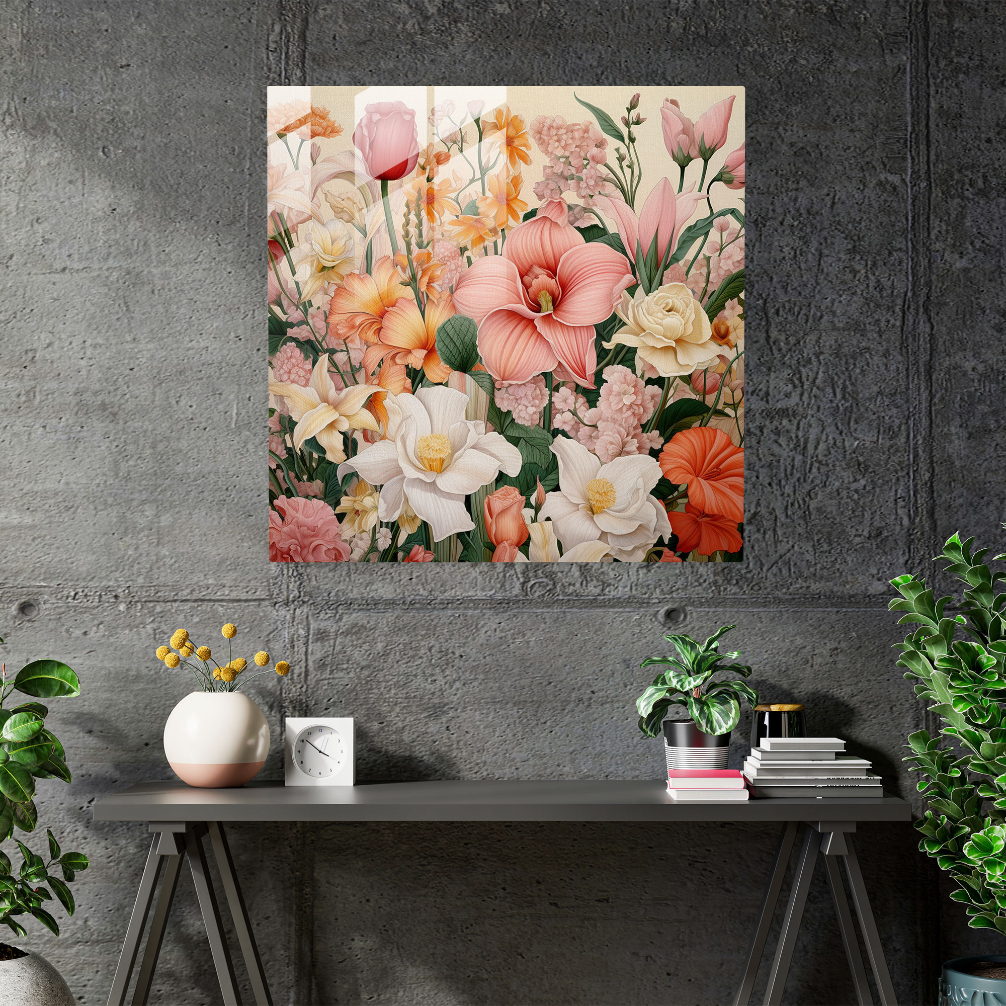 Glass Prints: Vintage Botanical Garden Glass Wall Art for Home Decoration