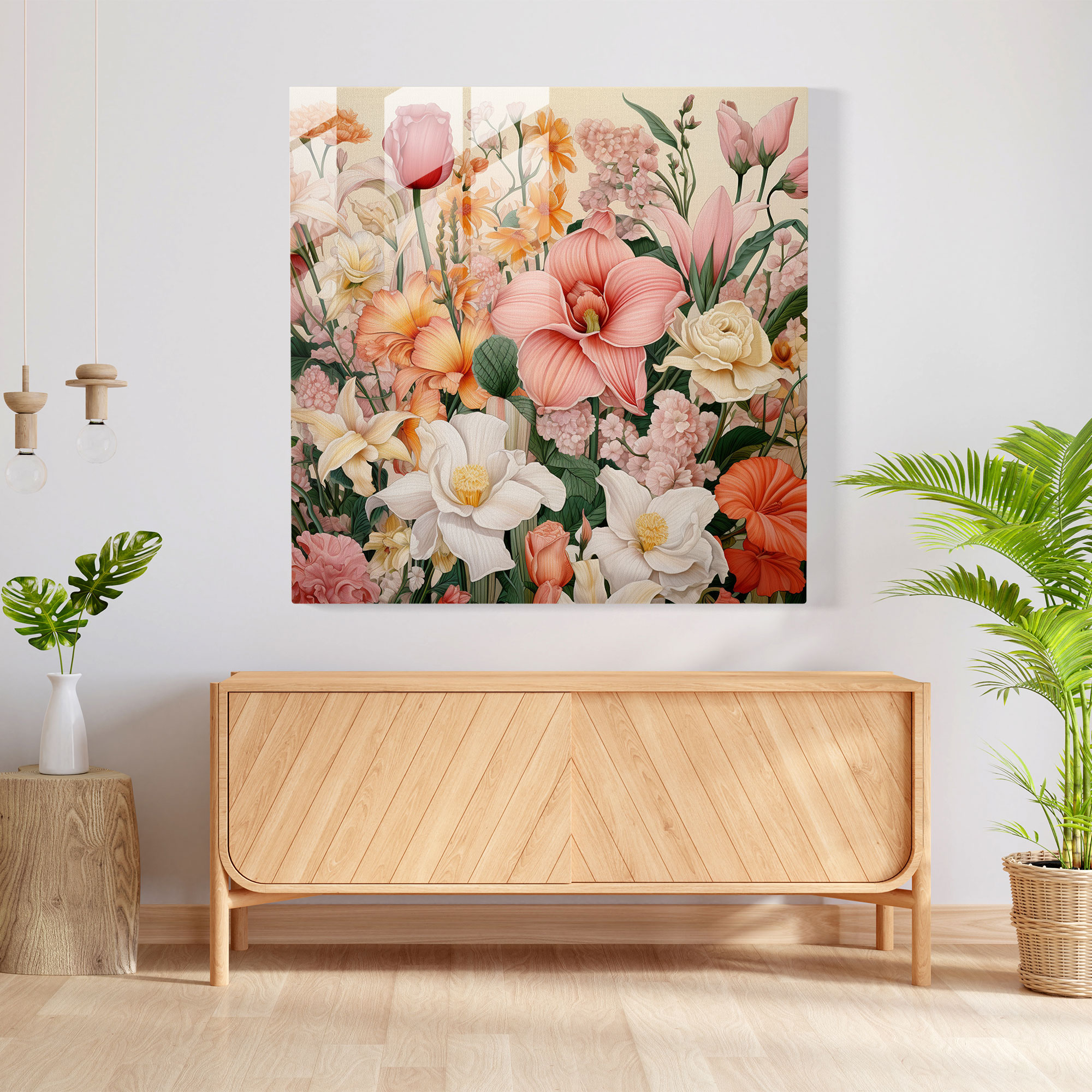 Glass Prints: Vintage Botanical Garden Glass Wall Art for Home Decoration