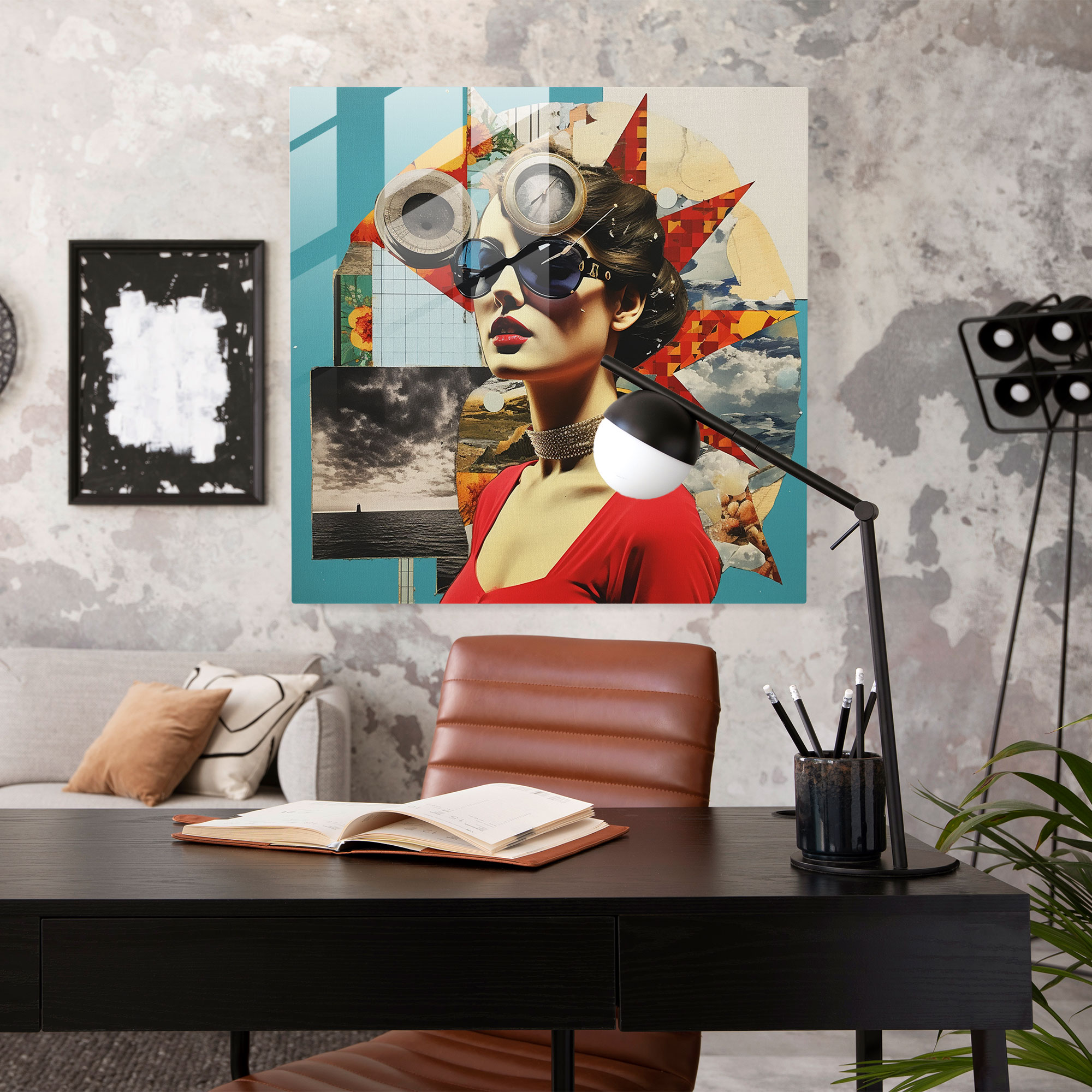 Whimsical Dreams: Surrealistic Mixed Media Glass Wall Art for Unique Home Decoration