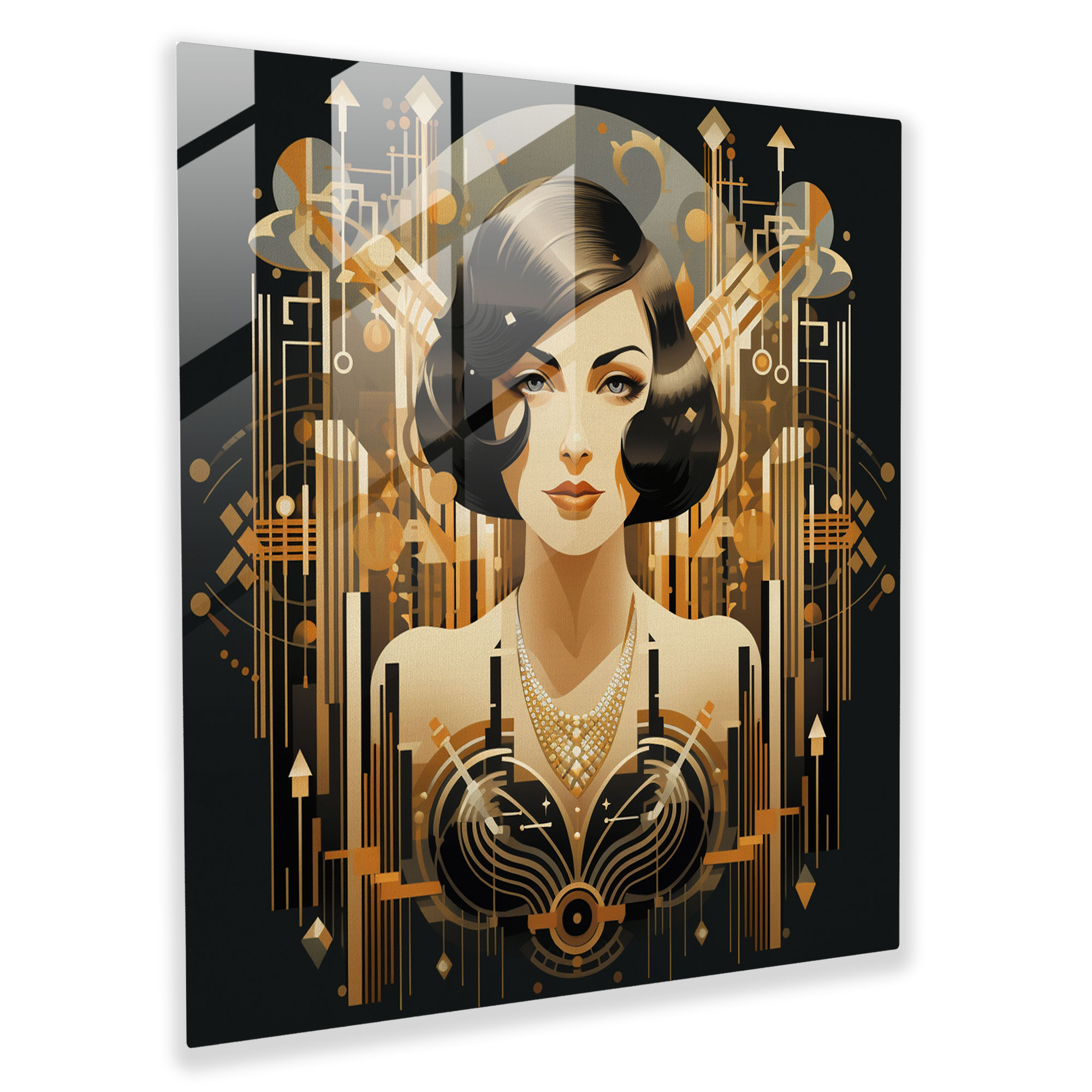 Glamorous Gatsby: Art Deco Glass Print Wall Decor with Geometric Patterns