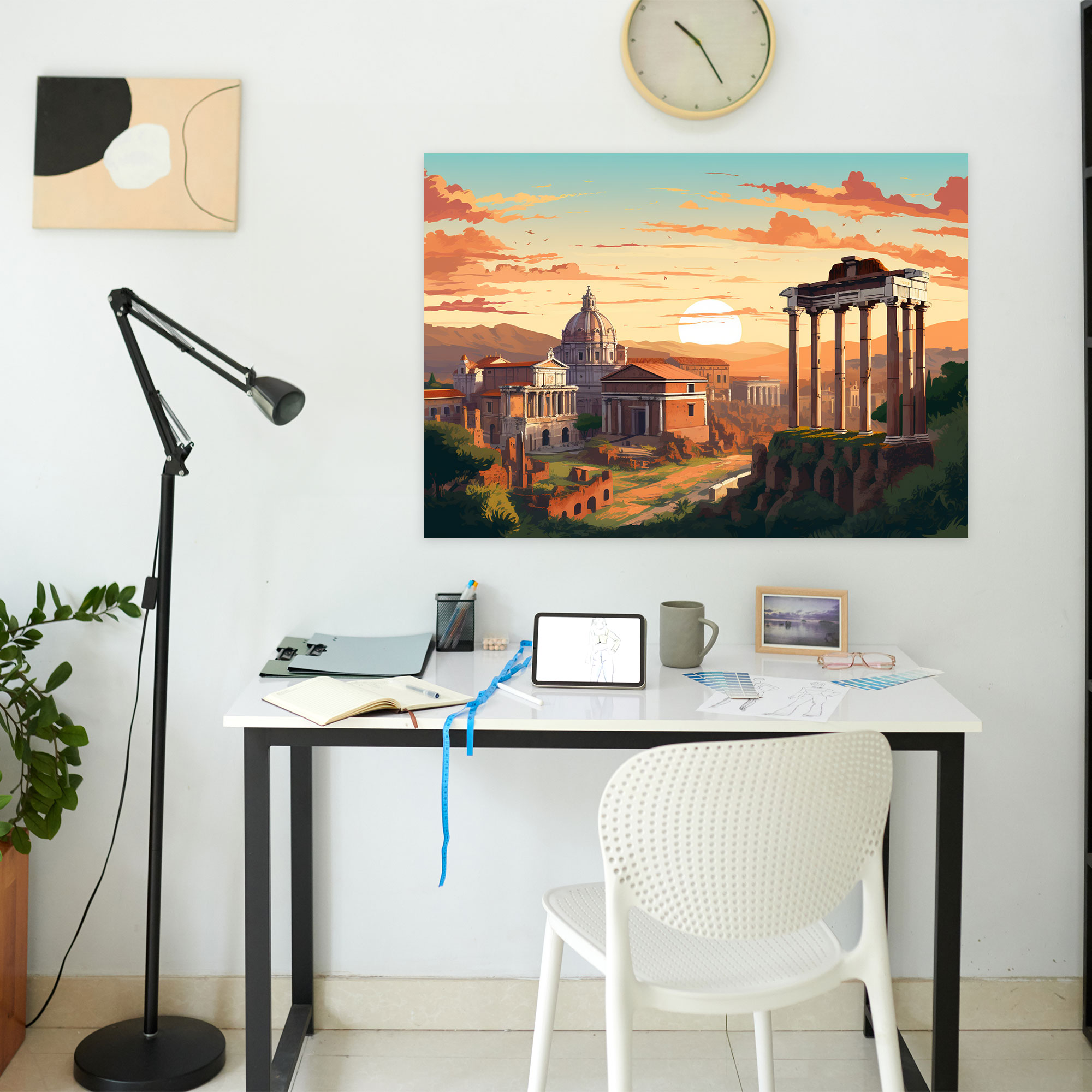 Rome Wall Art - Vibrant Retro Poster - Rome, Canvas, Landmarks, Home Decoration