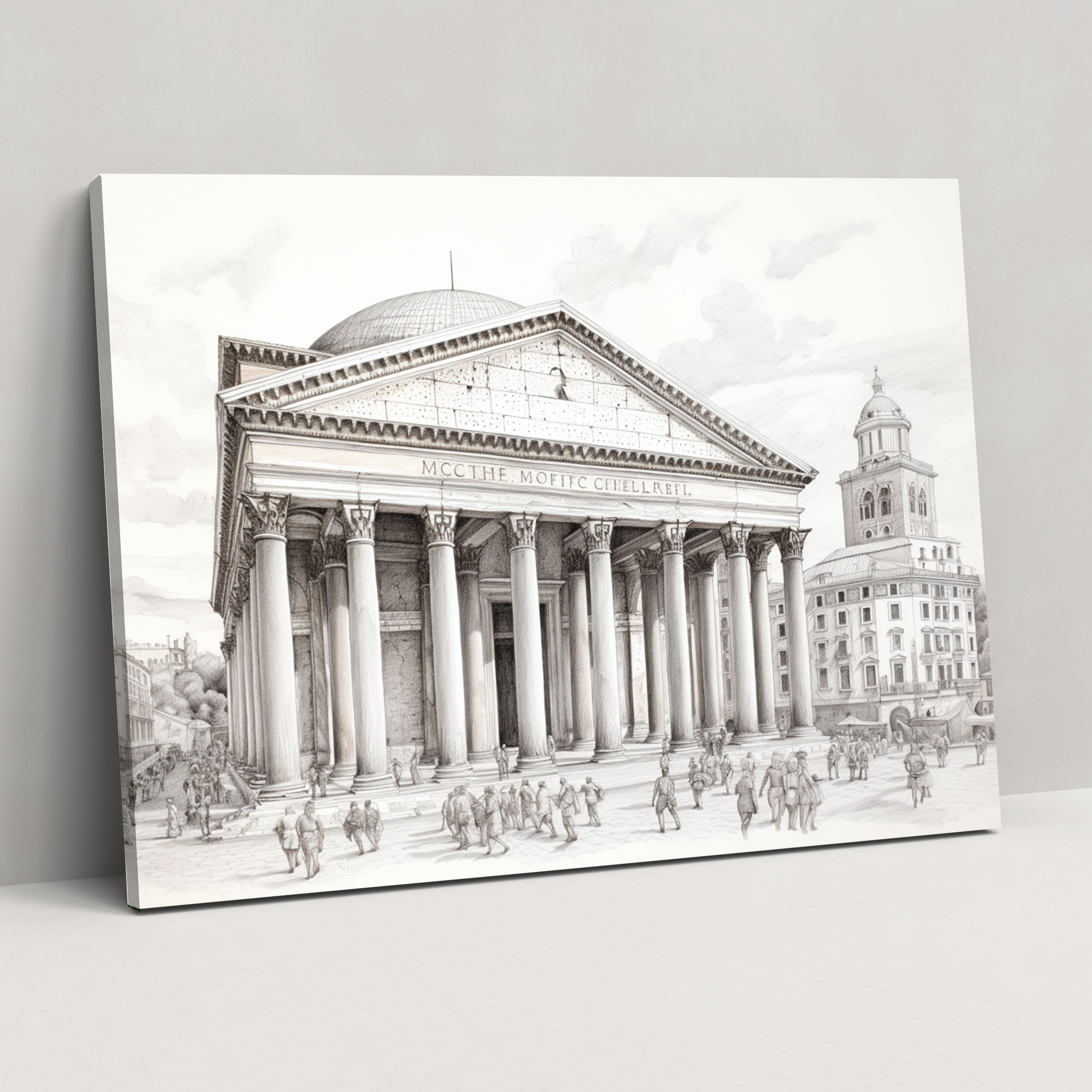 Pantheon Canvas Print - Realistic Pencil Sketch - Rome, Canvas Print, Rome, Wall Art