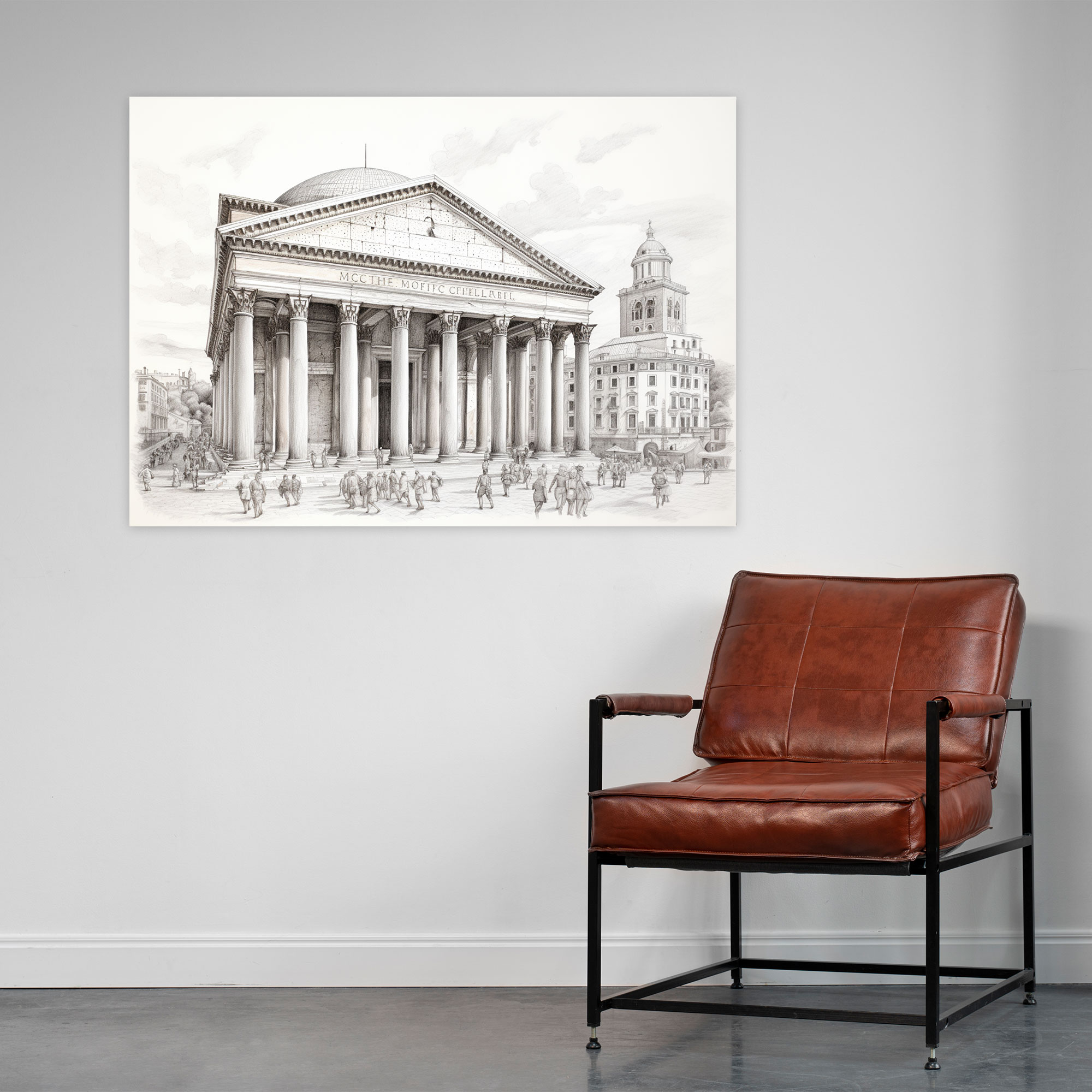 Pantheon Canvas Print - Realistic Pencil Sketch - Rome, Canvas Print, Rome, Wall Art