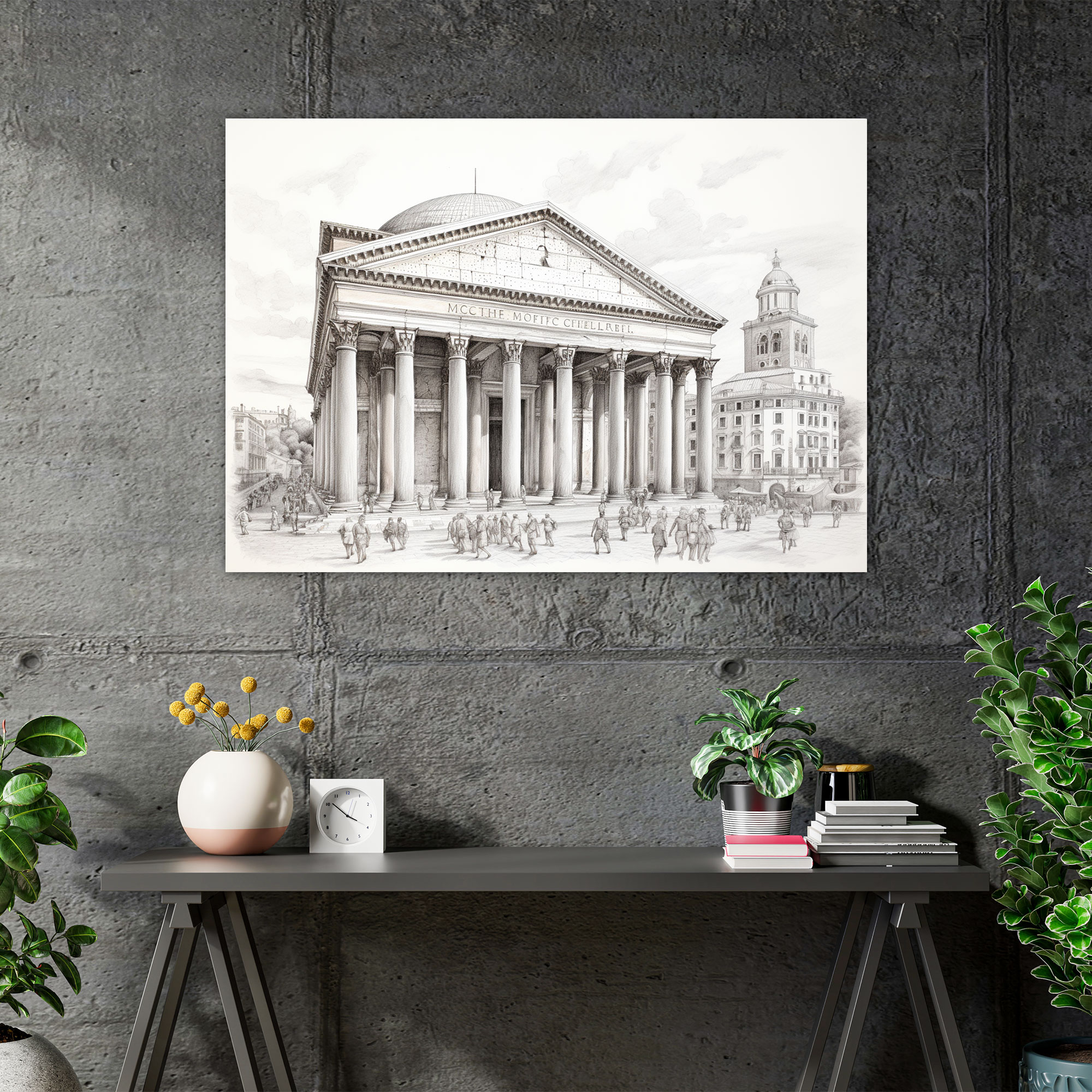 Pantheon Canvas Print - Realistic Pencil Sketch - Rome, Canvas Print, Rome, Wall Art