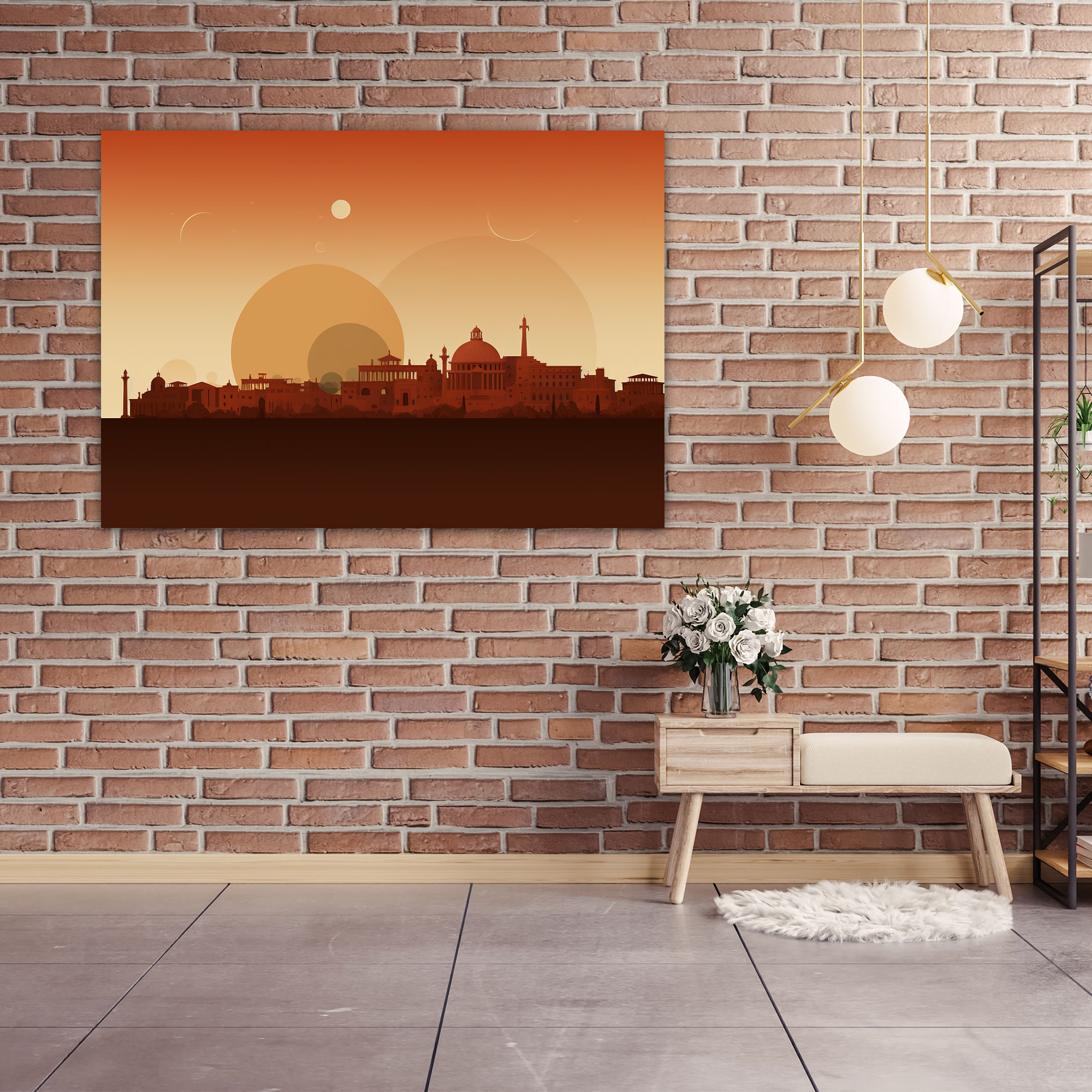 Rome Wall Art - Minimalist Skyline - Rome, Canvas Wall Art, Rome, Canvas