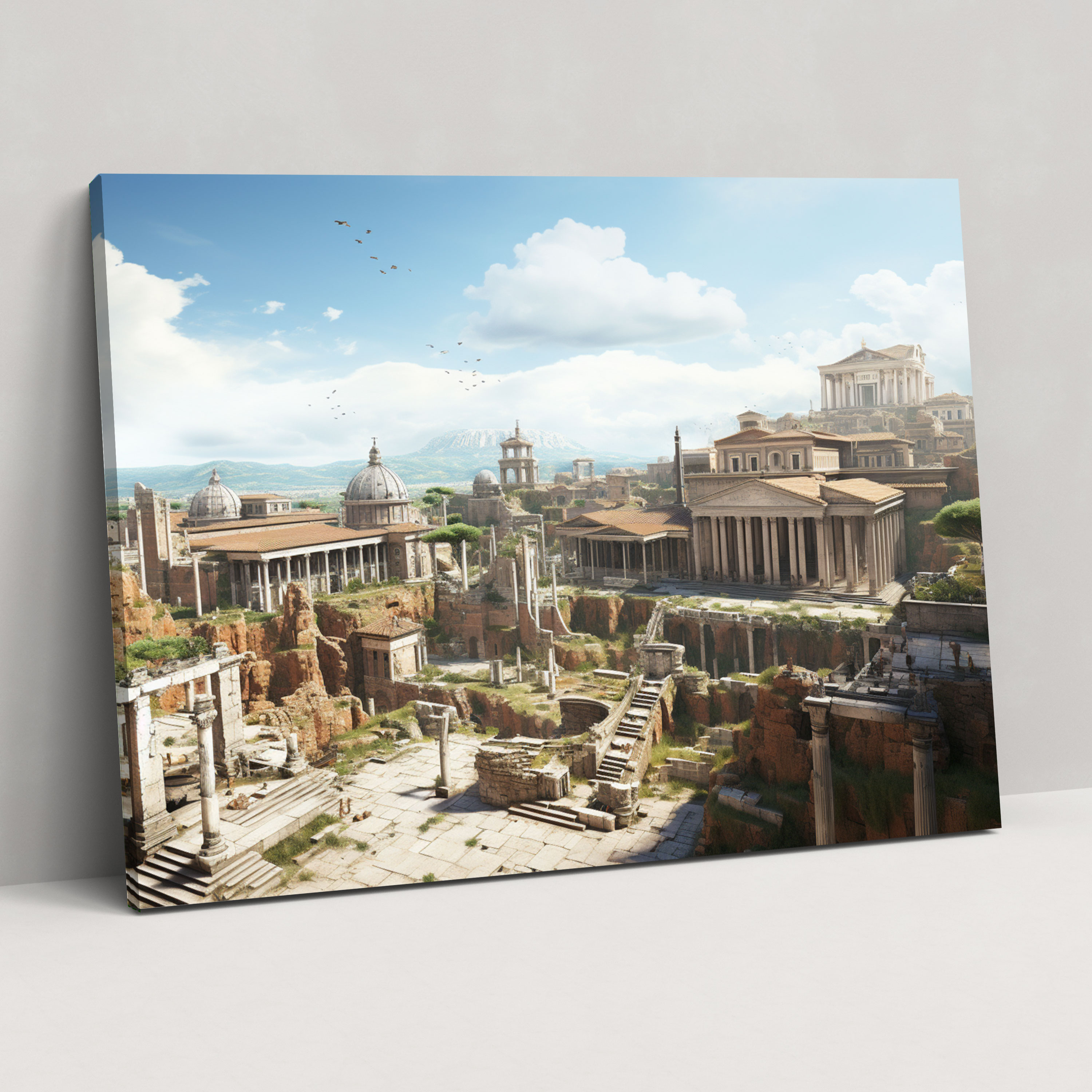 Roma Duvar Dekorasyonu - Panoramik Roma Forumu - Roma Tarih Mimarlık Detayları Forum Romanum