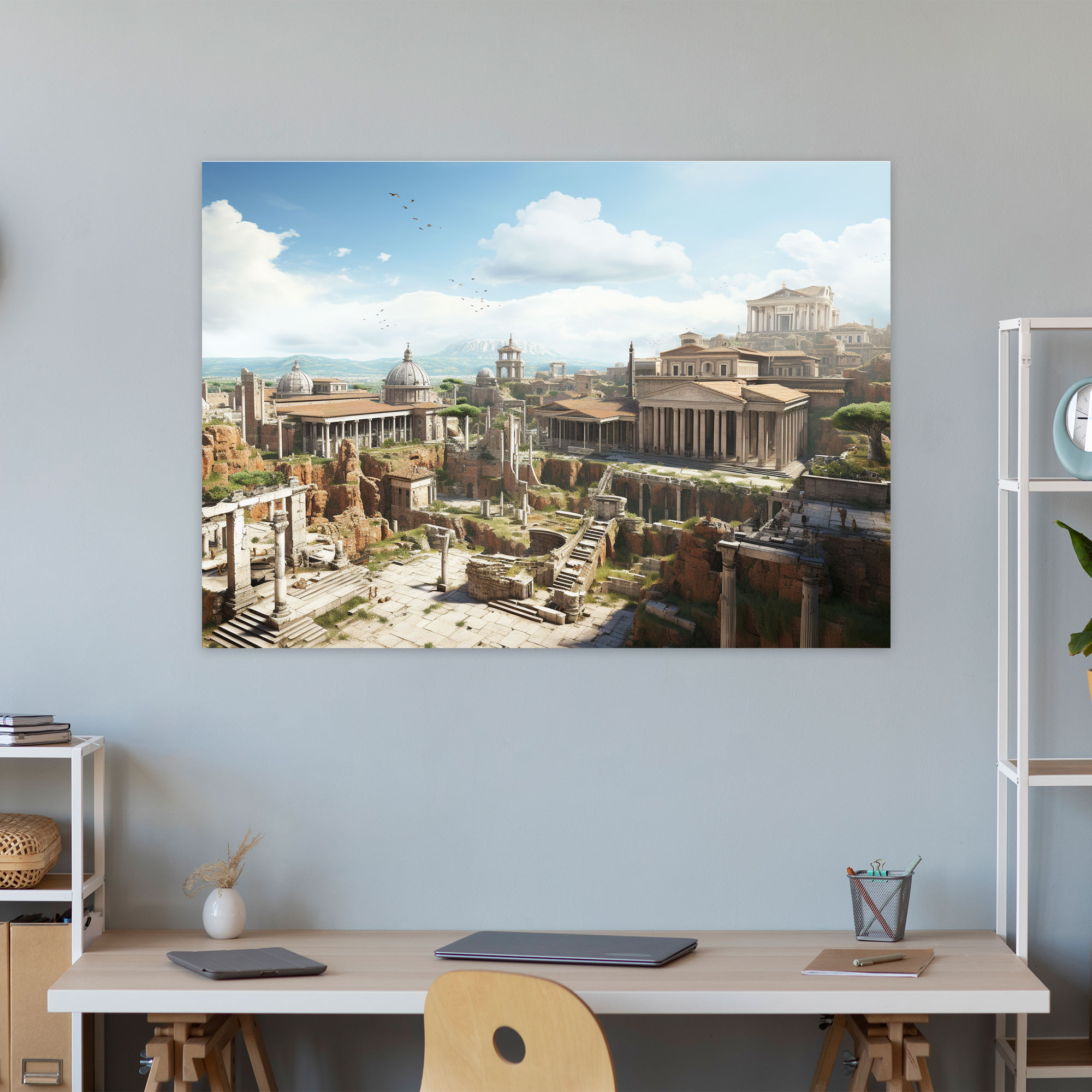 Roma Duvar Dekorasyonu - Panoramik Roma Forumu - Roma Tarih Mimarlık Detayları Forum Romanum