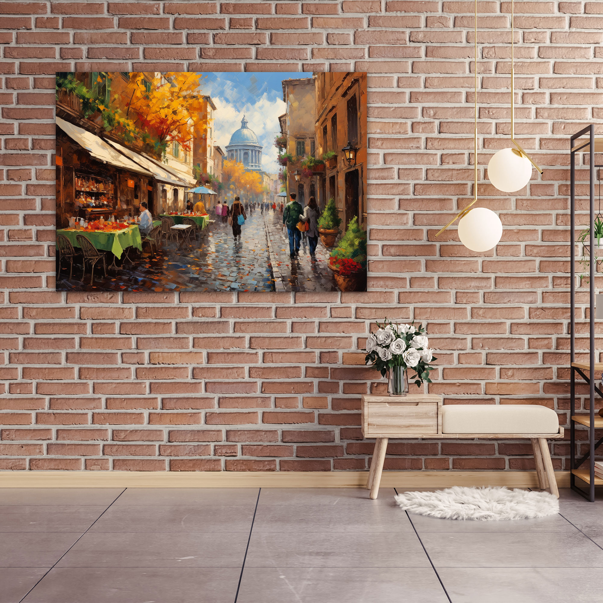 Rome Canvas Print - Vibrant Street Scene - Rome, Street Scene, Wall Art, Canvas Wall Art