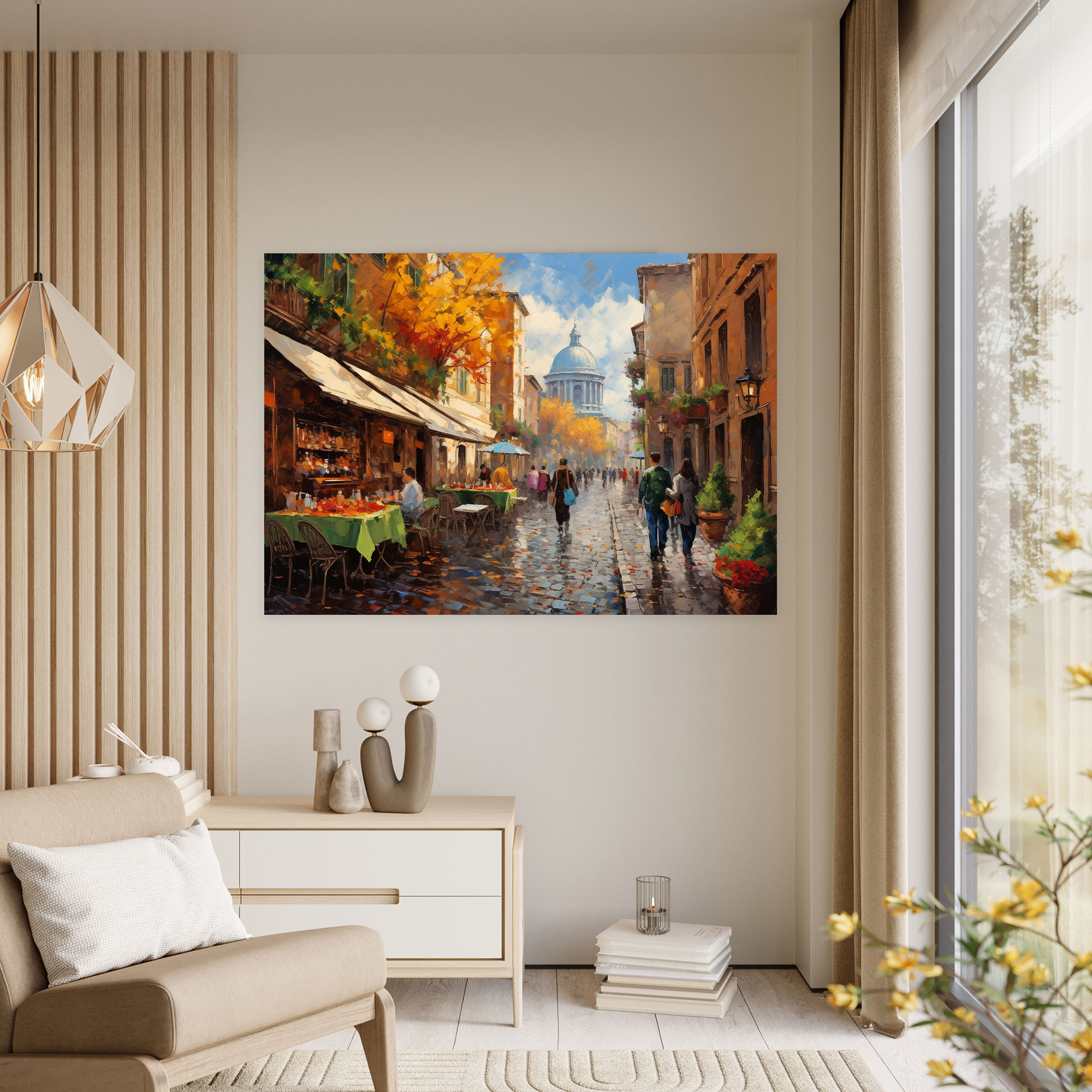 Rome Canvas Print - Vibrant Street Scene - Rome, Street Scene, Wall Art, Canvas Wall Art