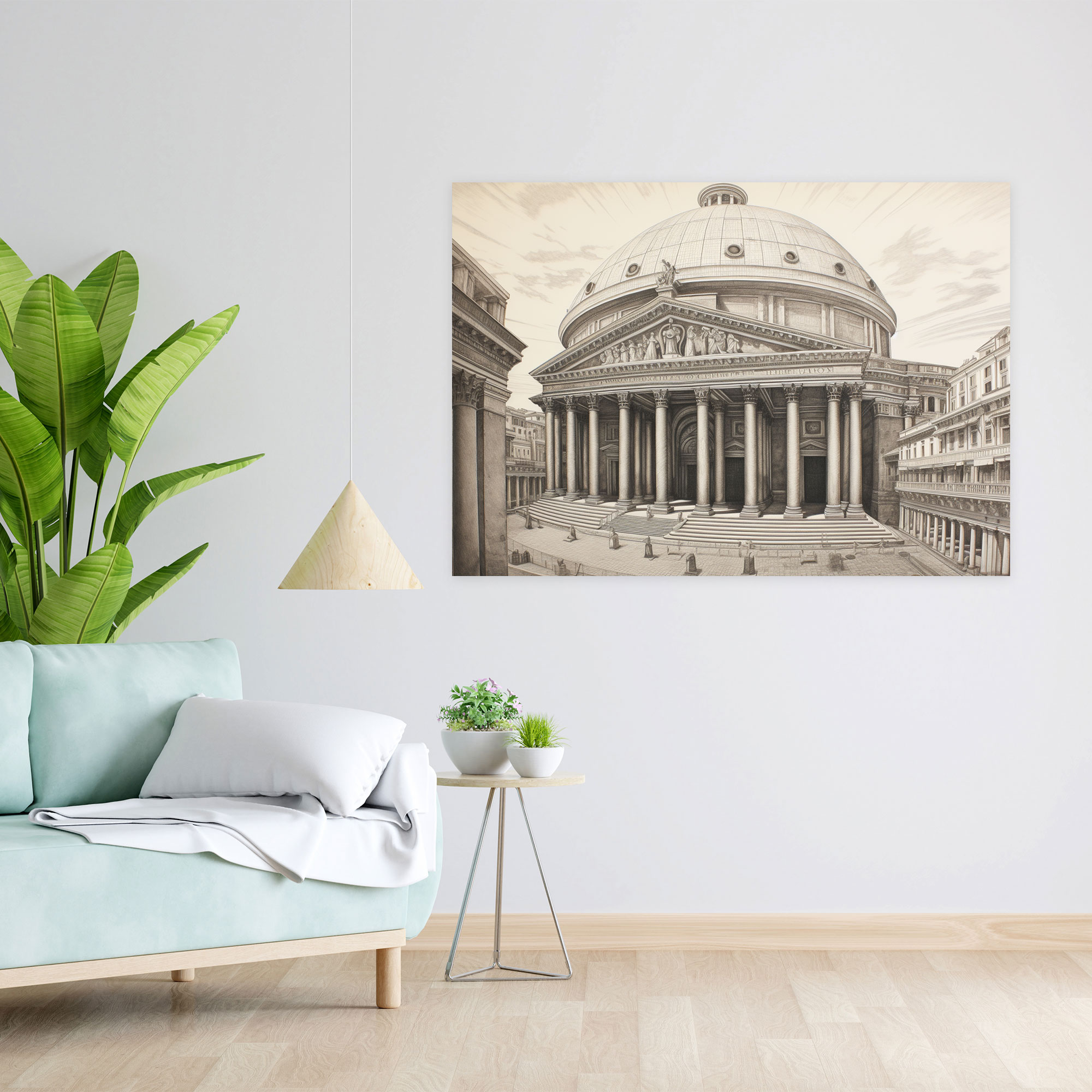 Roma Kanvas Tablo - Detaylı Pantheon Eskizi - Ev Dekorasyonu Duvar Dekorasyonu Duvar Sanatı