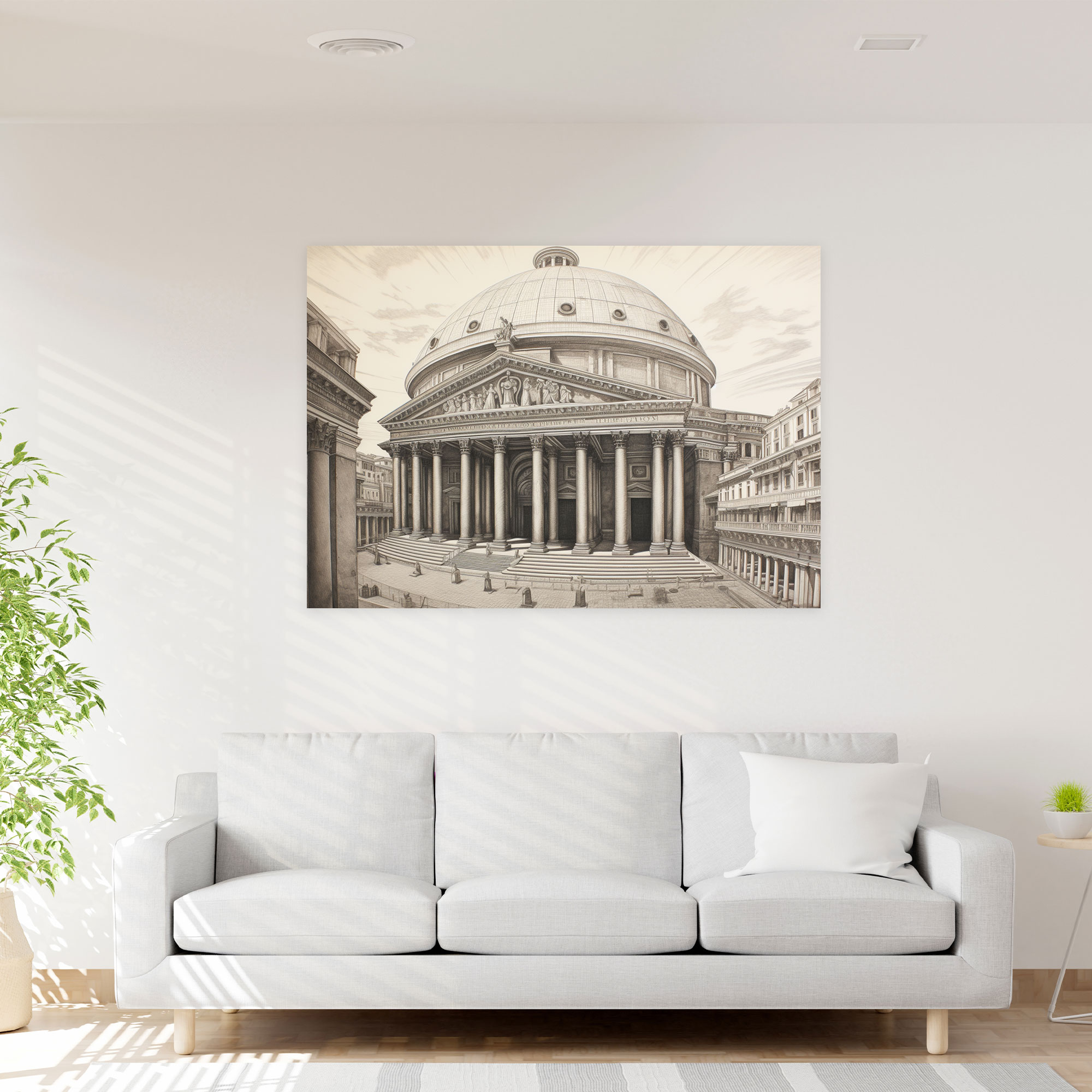 Roma Kanvas Tablo - Detaylı Pantheon Eskizi - Ev Dekorasyonu Duvar Dekorasyonu Duvar Sanatı