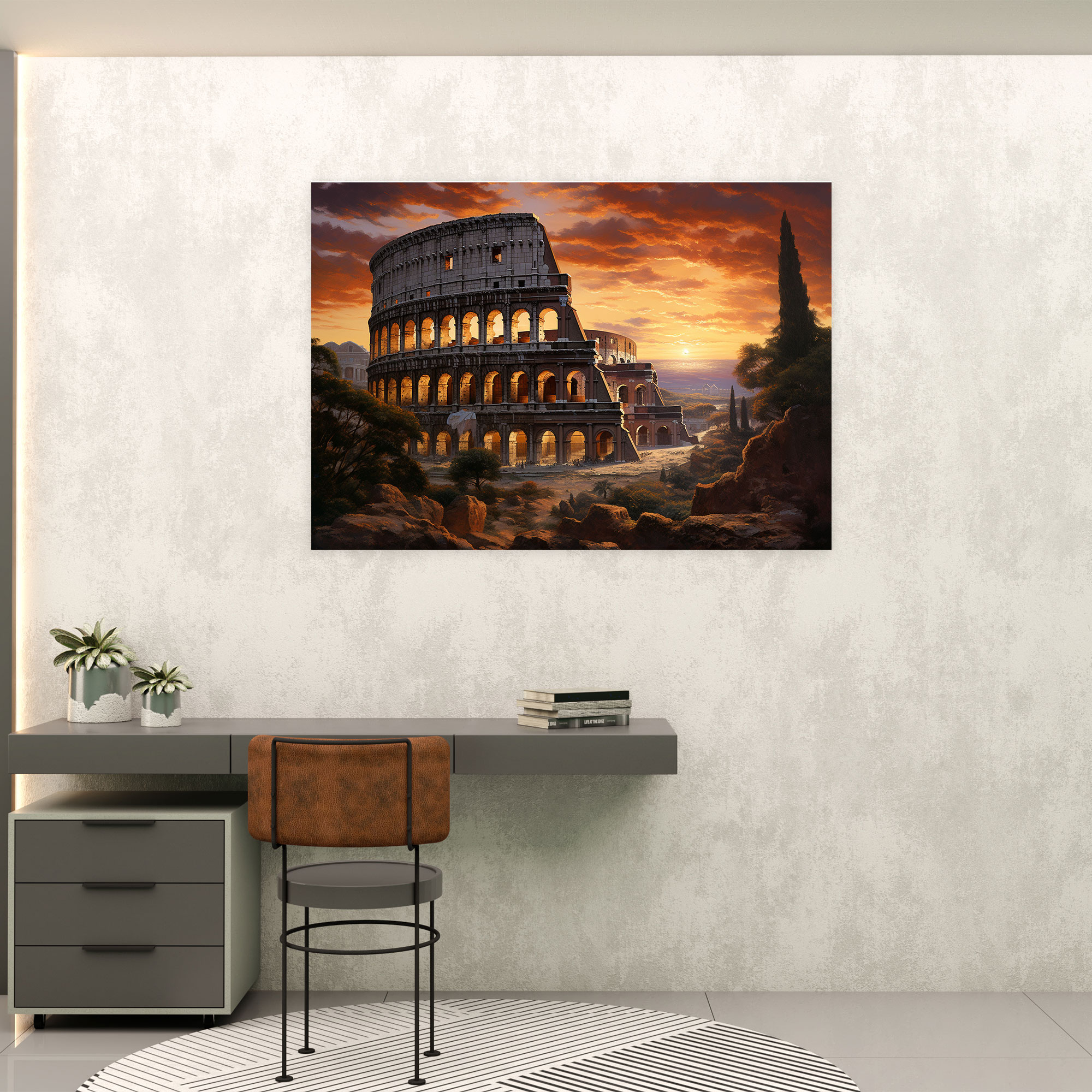 Rome Canvas Print - Colosseum At Sunset - Rome, Home Decoration, Wall Art, Grandeur