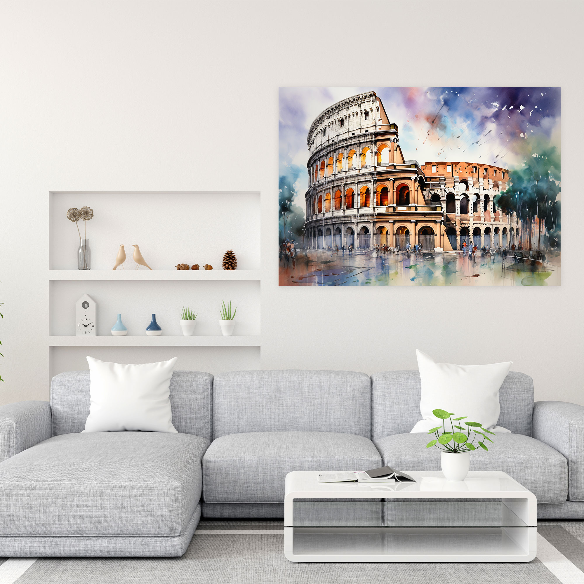Rome Watercolor Canvas Print - Rome, Contemporary Twist, Rome, Canvas