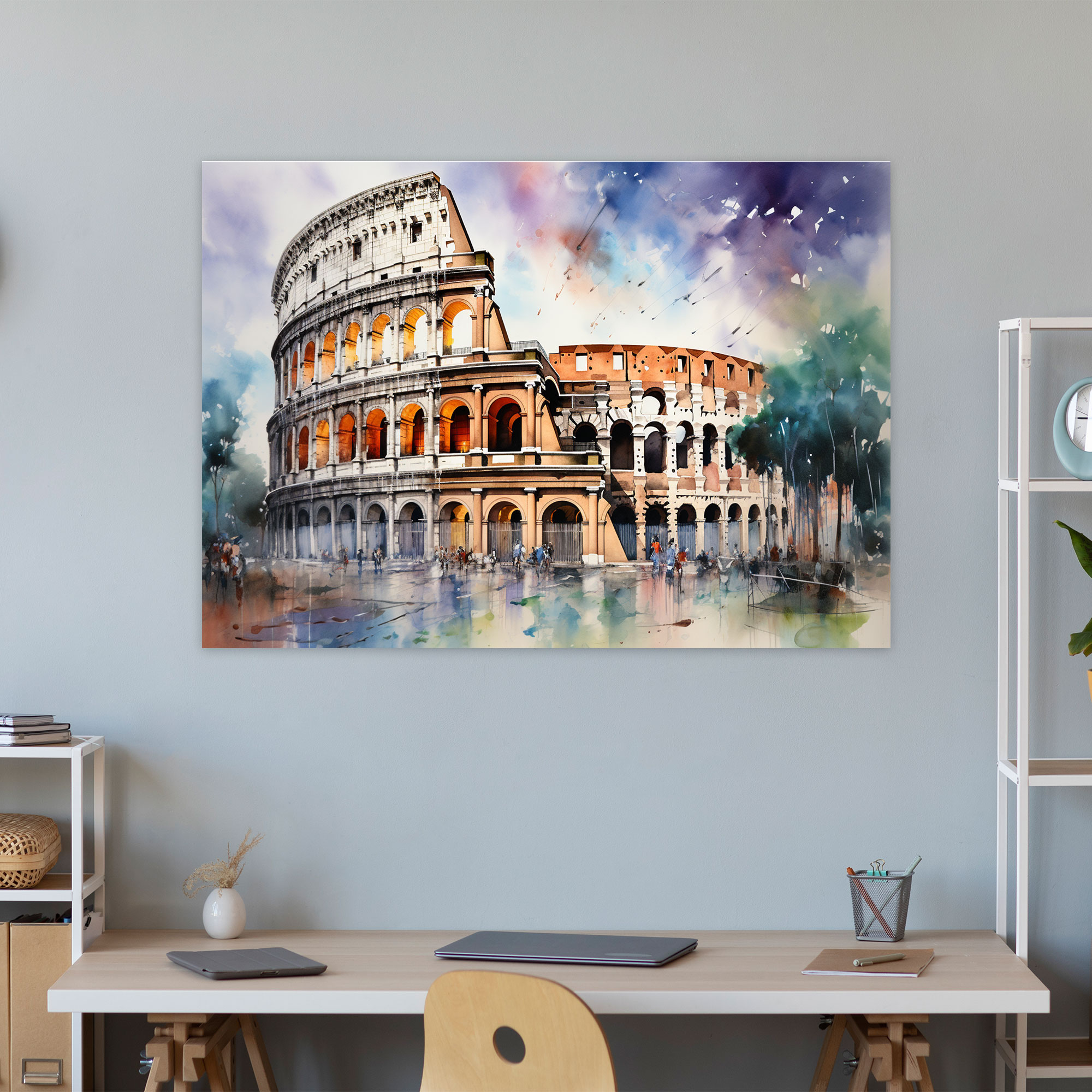 Rome Watercolor Canvas Print - Rome, Contemporary Twist, Rome, Canvas
