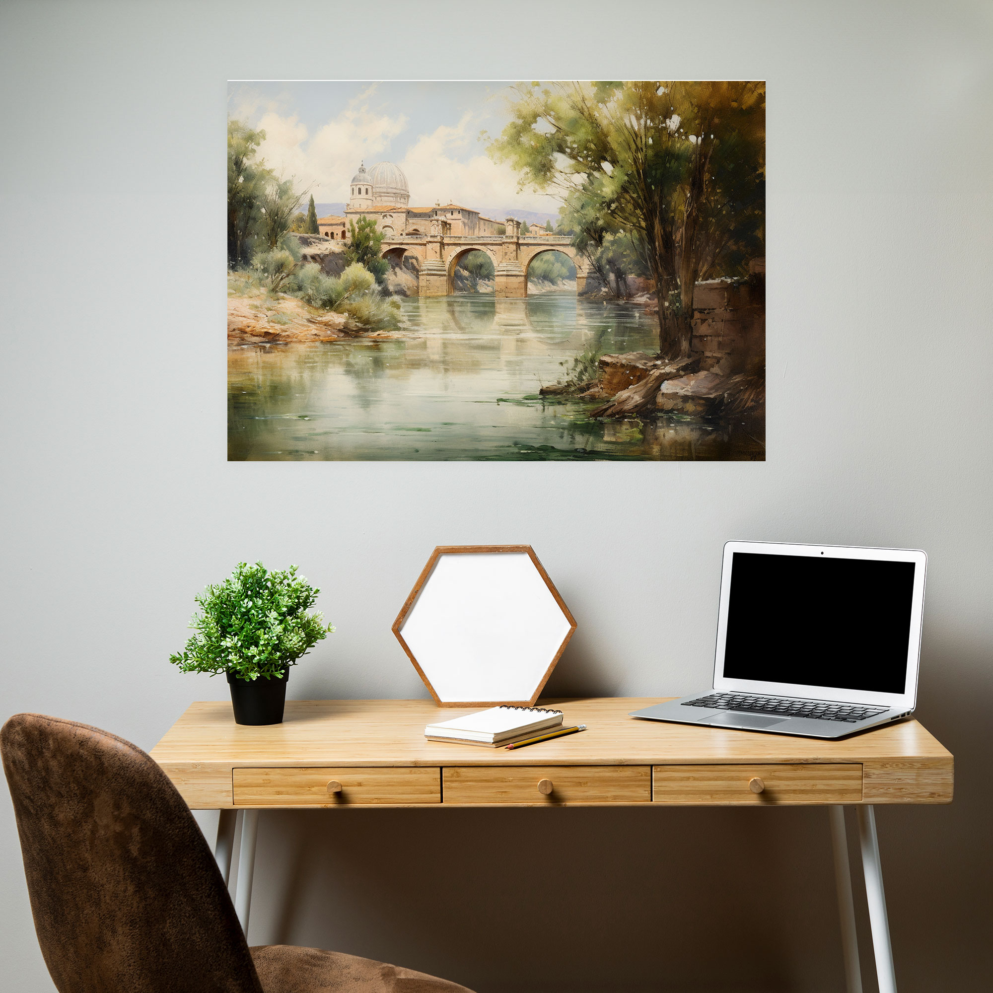 Serene Tiber River Canvas Print - Rome, Rome, Canvas, Classic Oil Painting