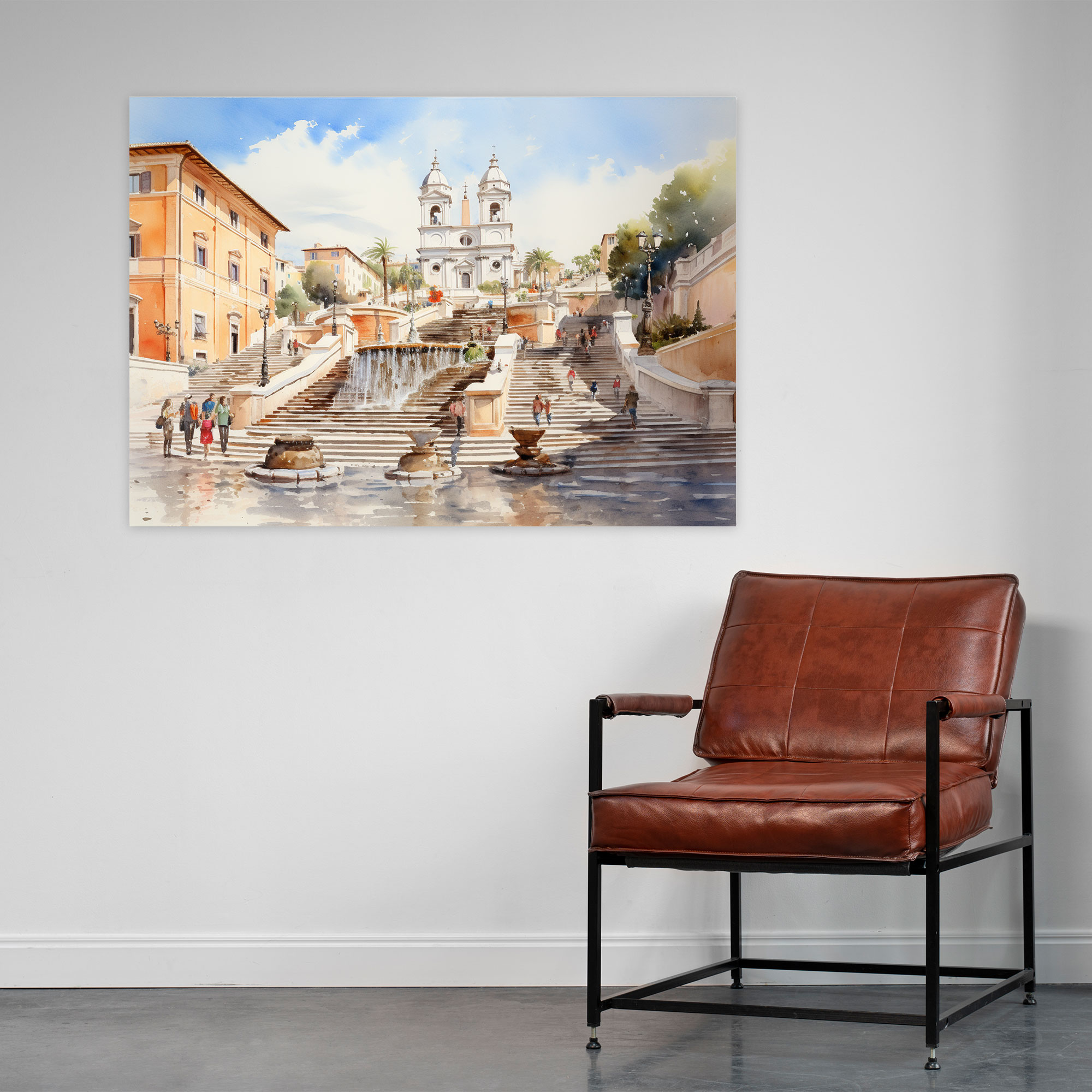 Spanish Steps Watercolor Wall Decoration - Rome, Wall Art, Wall Decoration, Home Decoration