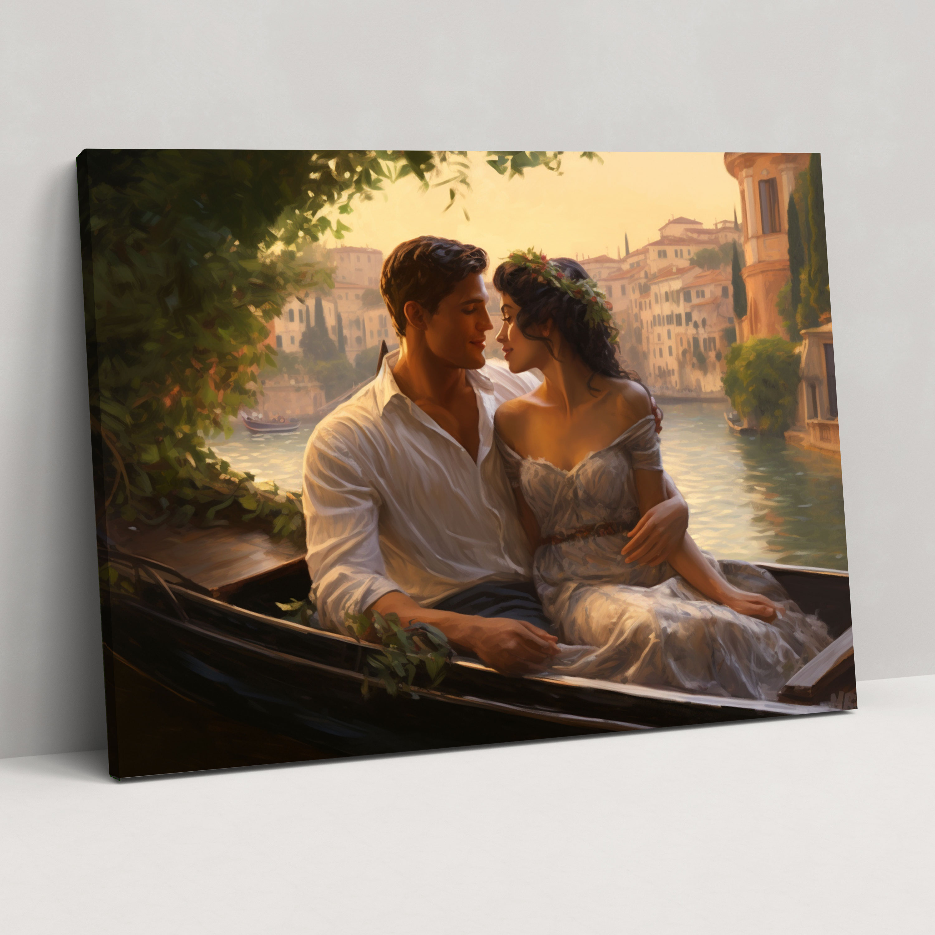 Rome Gondola Canvas Print - Rome, Canvas, Romantic Painting, Wall Art