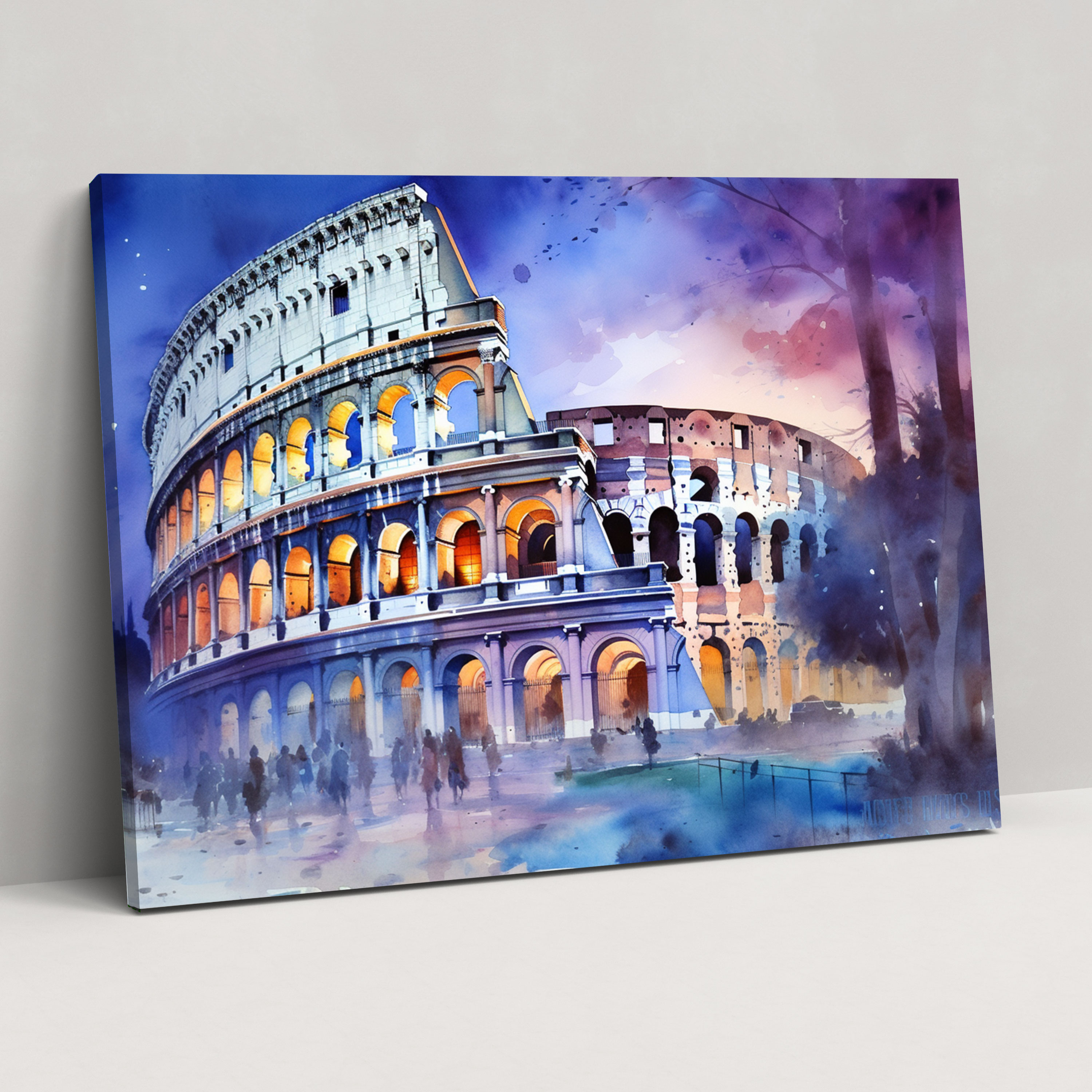 Rome Watercolor Canvas Print - Rome, Wall Art, Canvas, Watercolor Painting