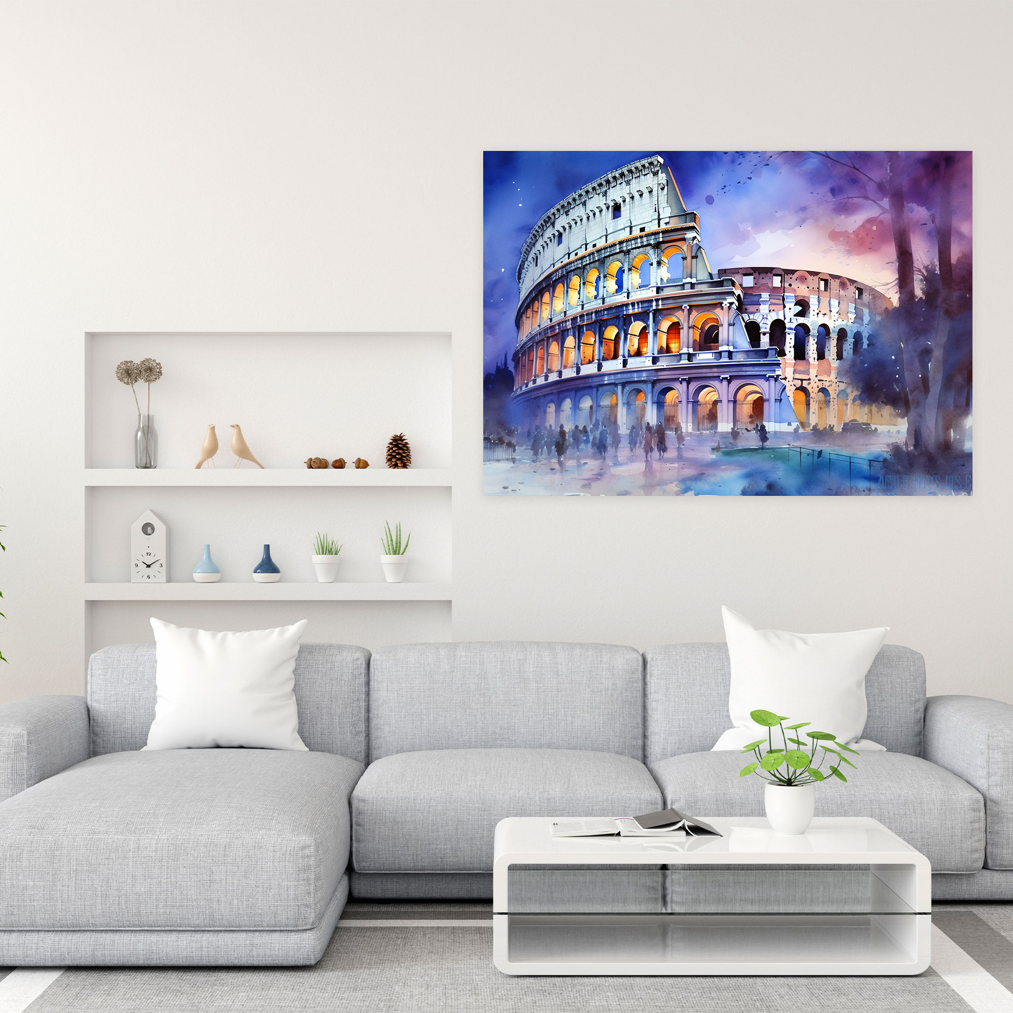 Rome Watercolor Canvas Print - Rome, Wall Art, Canvas, Watercolor Painting