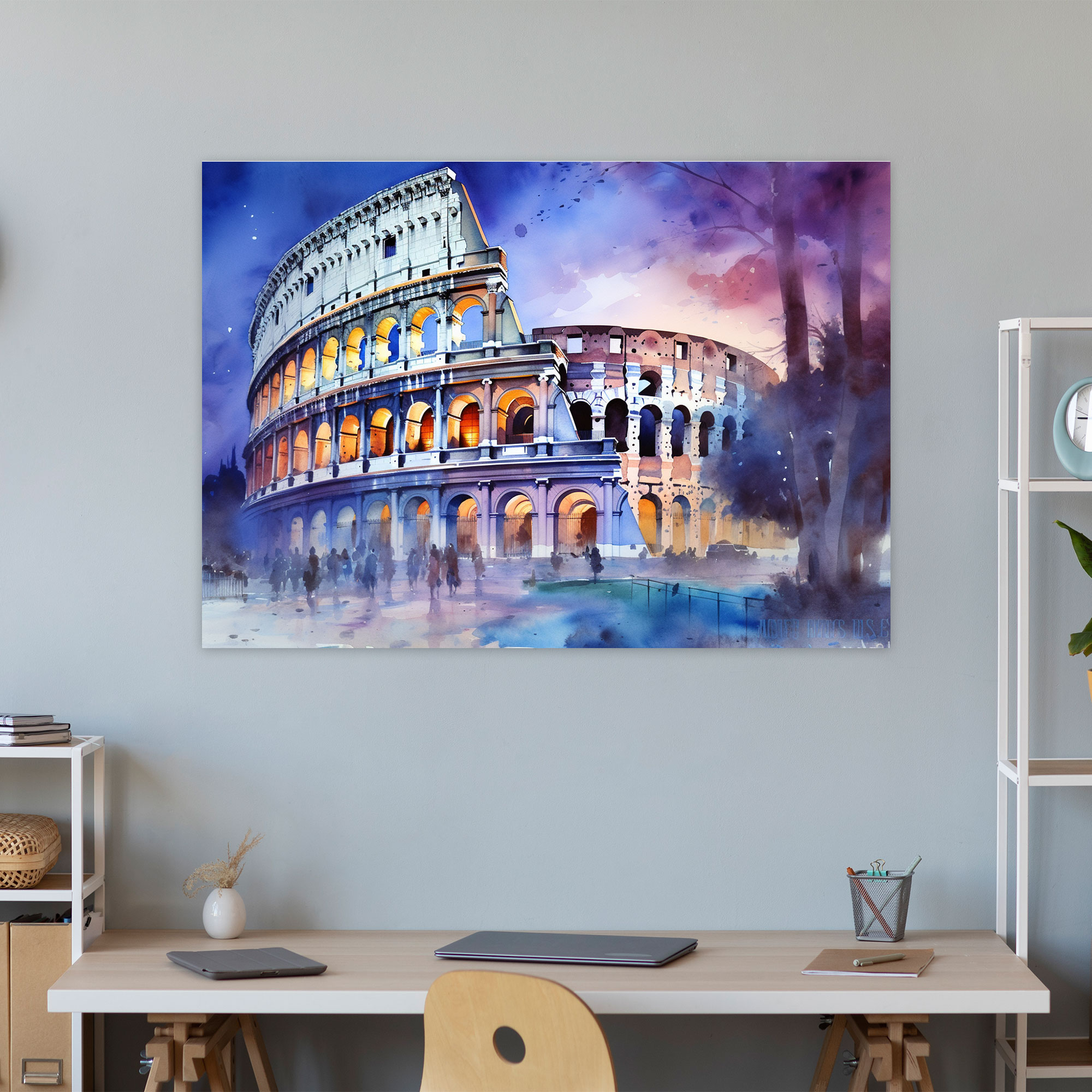 Rome Watercolor Canvas Print - Rome, Wall Art, Canvas, Watercolor Painting