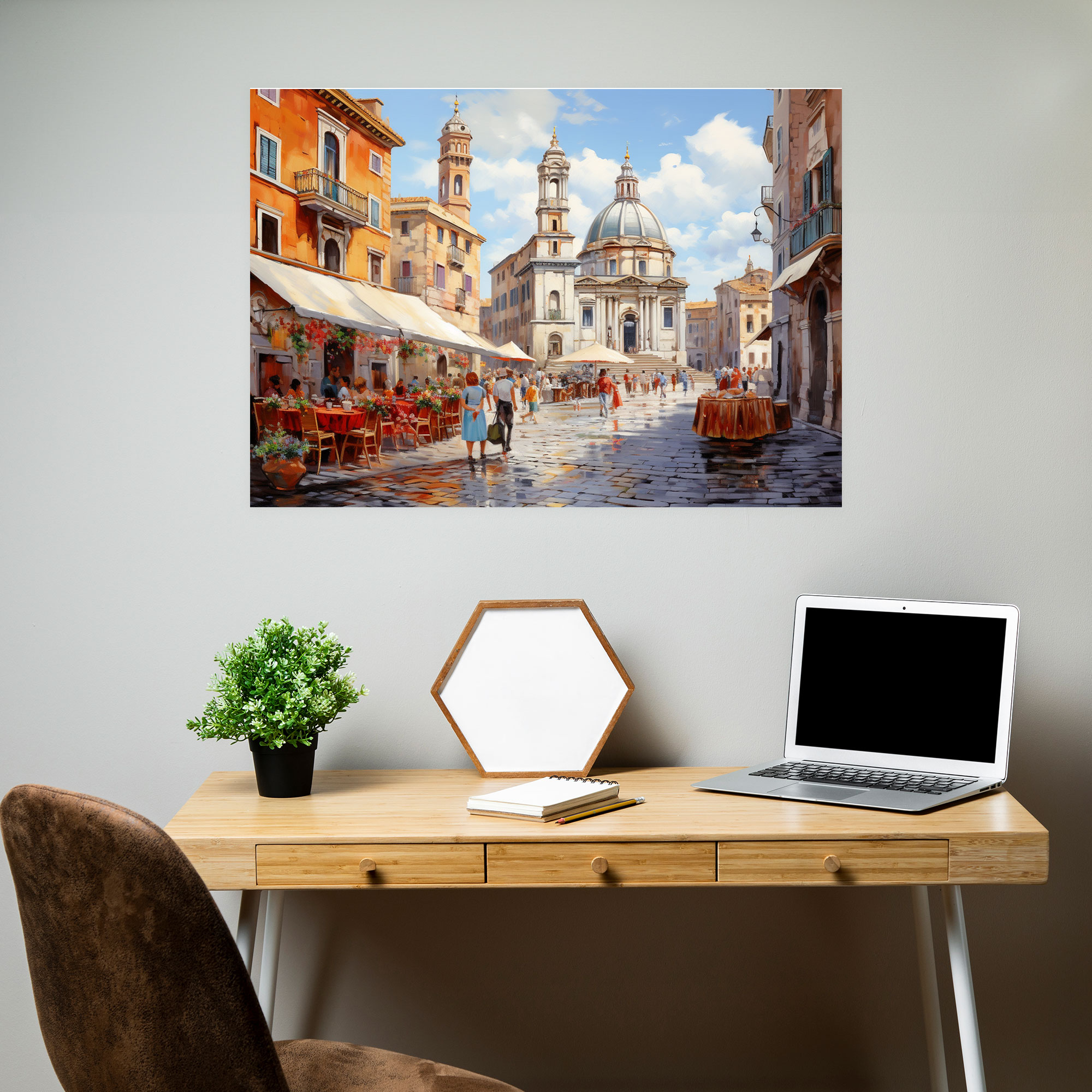 Roma Piazza Navona Kanvas Tablo - Duvar Dekorasyonu Ev Dekorasyonu Kanvas Duvar Sanatı
