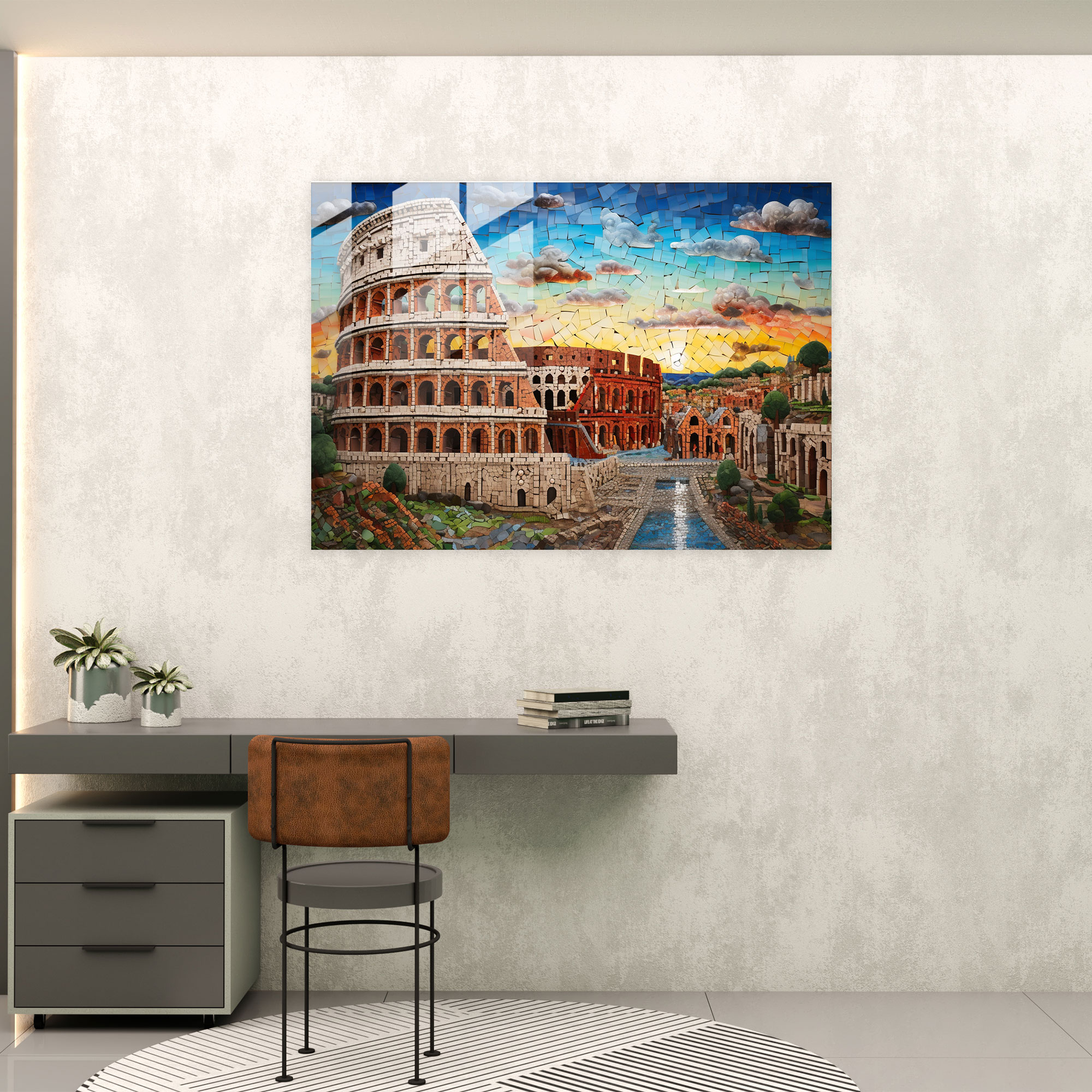 Rome Glass Art - Roman Landmarks Mosaic - Rome, Intricate Details, Roman Landmarks, Rome