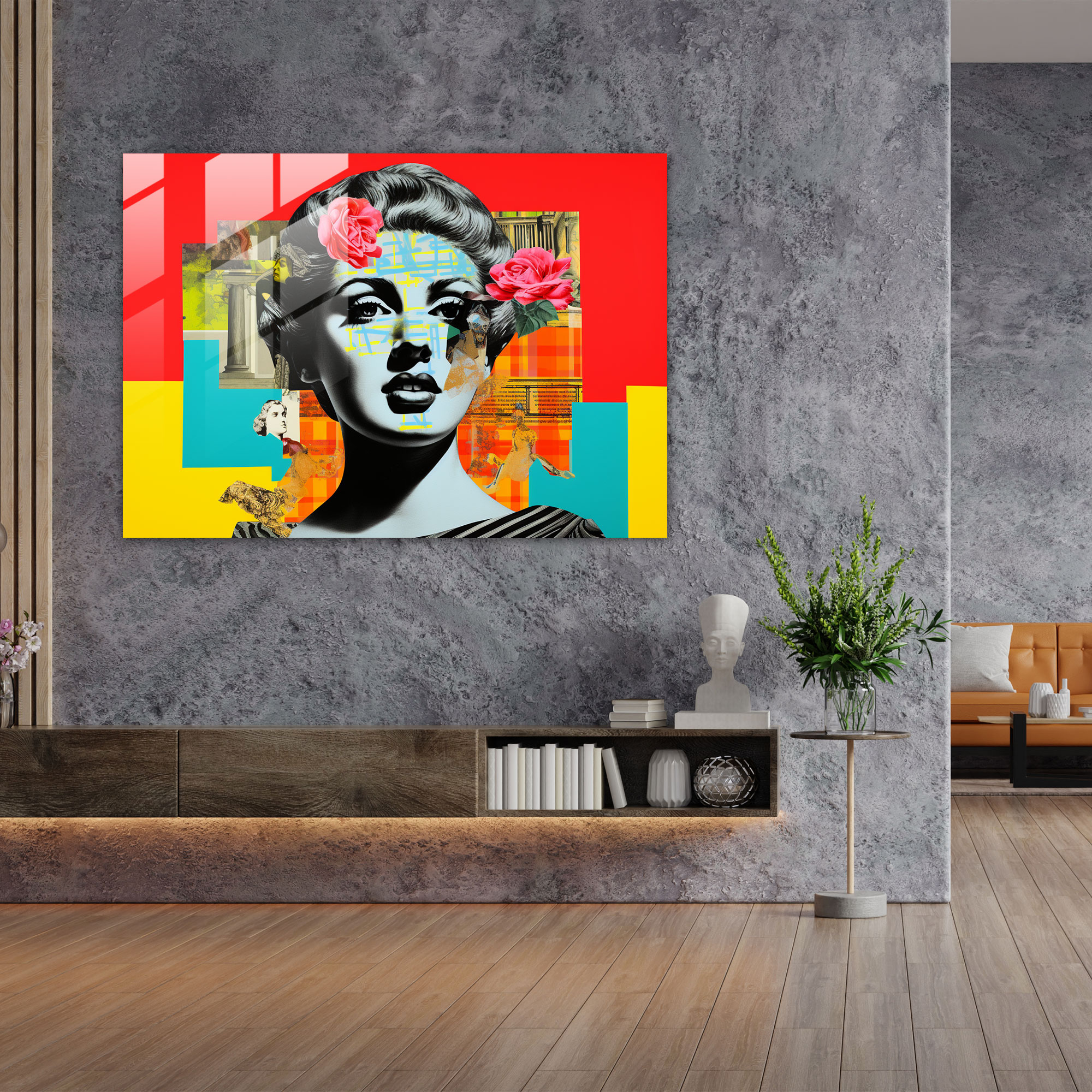 Rome Glass Wall Art - Pop Art Roman Collage - Rome, Glass Art, Home Decoration, Modern Art