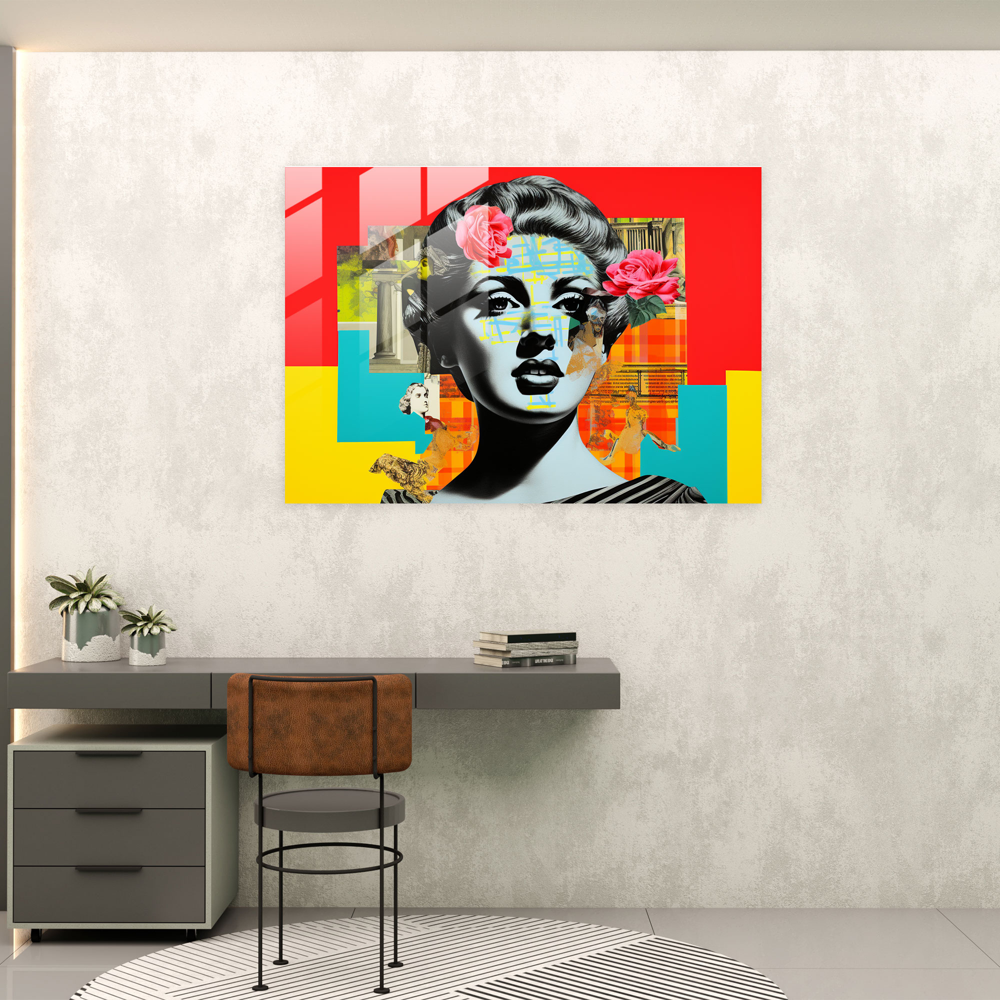 Rome Glass Wall Art - Pop Art Roman Collage - Rome, Glass Art, Home Decoration, Modern Art