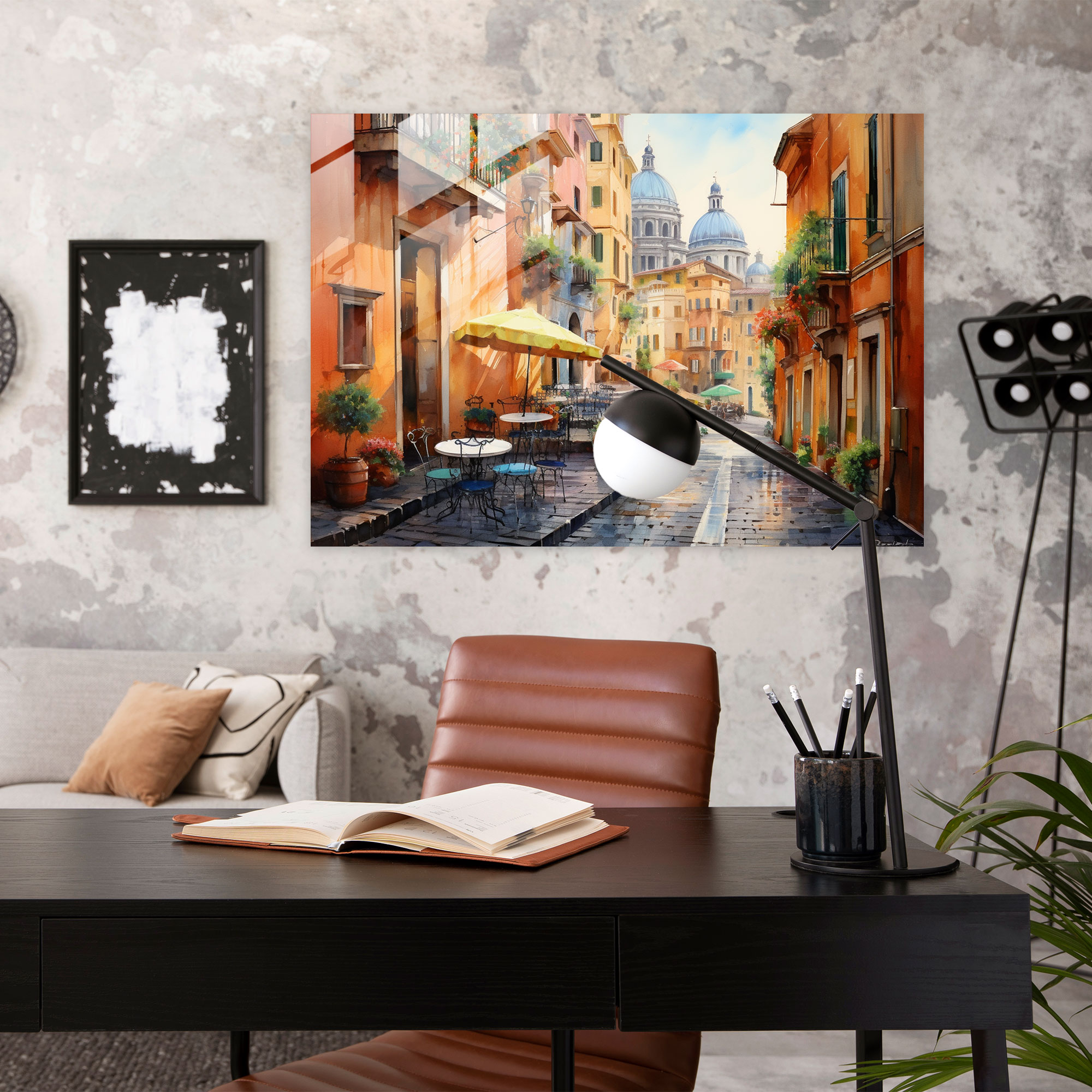 Rome Home Decoration - Charming Cityscape - Rome, Narrow Streets, Home Decoration, Glass Print