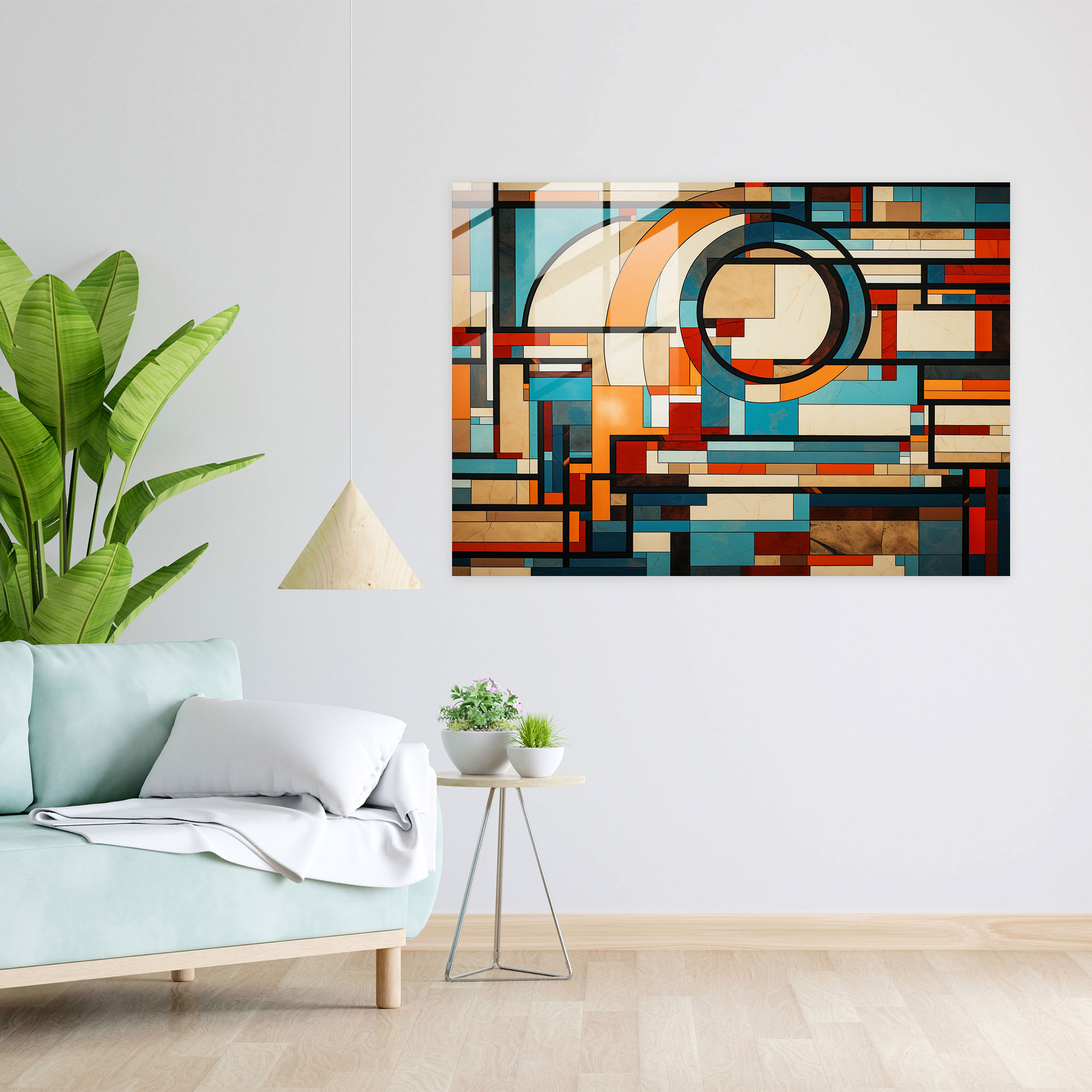 Rome Home Decoration - Geometric Roman Mosaic - Rome, History, Roman Architecture, Glass Print