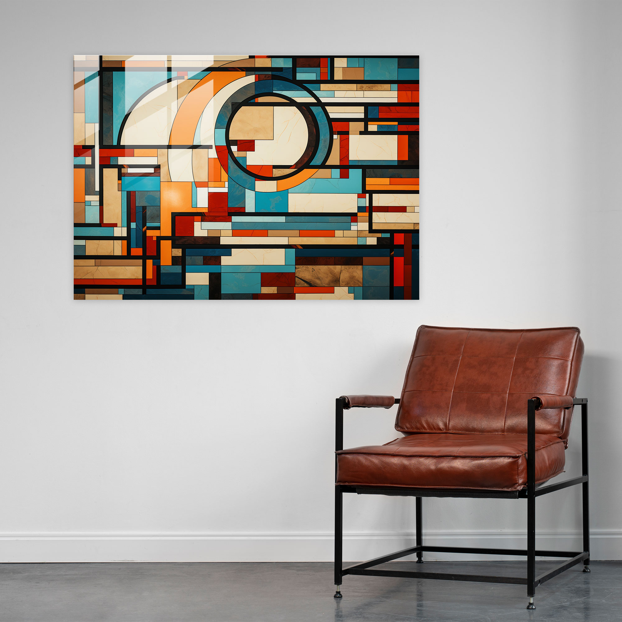 Rome Home Decoration - Geometric Roman Mosaic - Rome, History, Roman Architecture, Glass Print