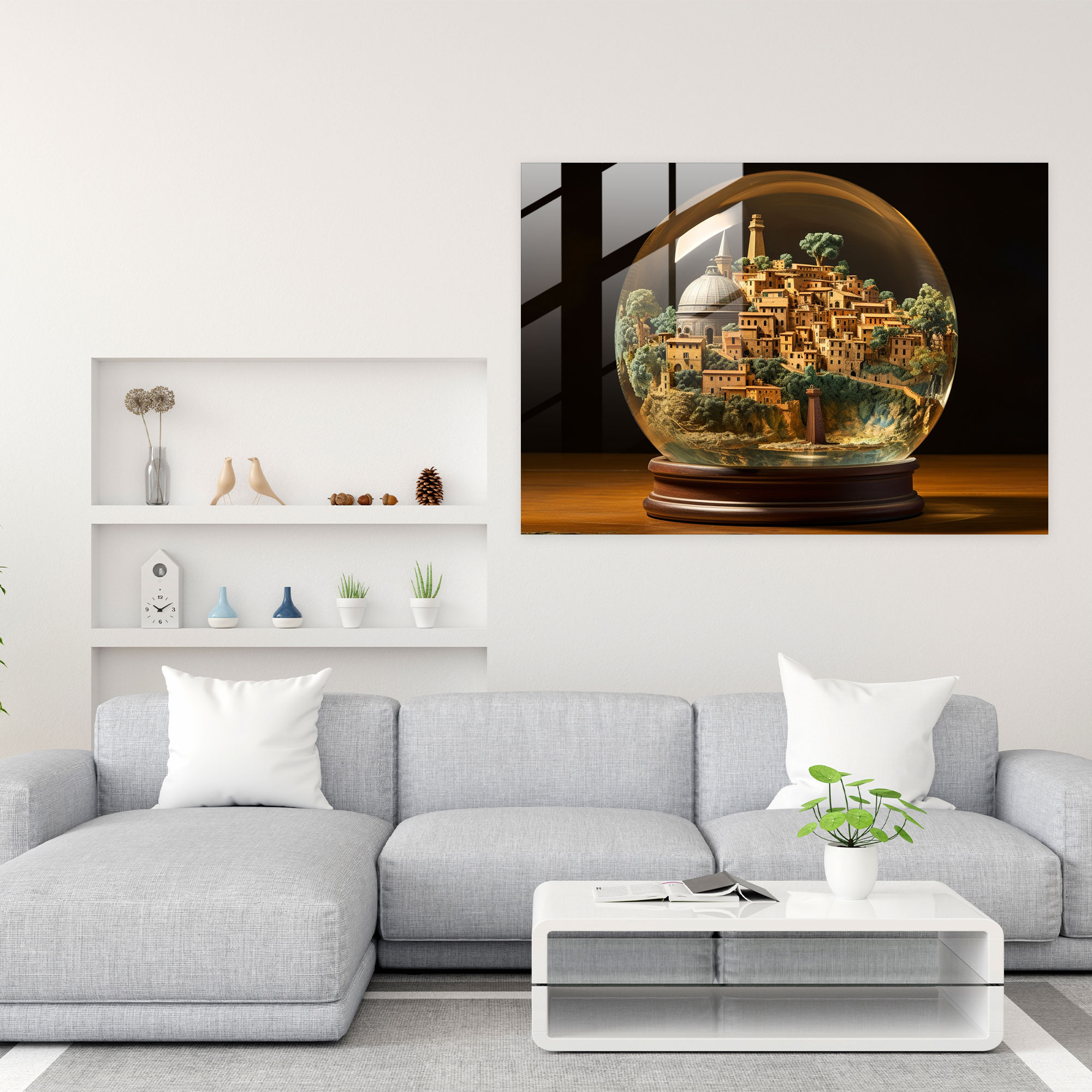 Roma Landmarkları Cam Tablo - Duvar Dekorasyonu Cam Sanatı Surrealist