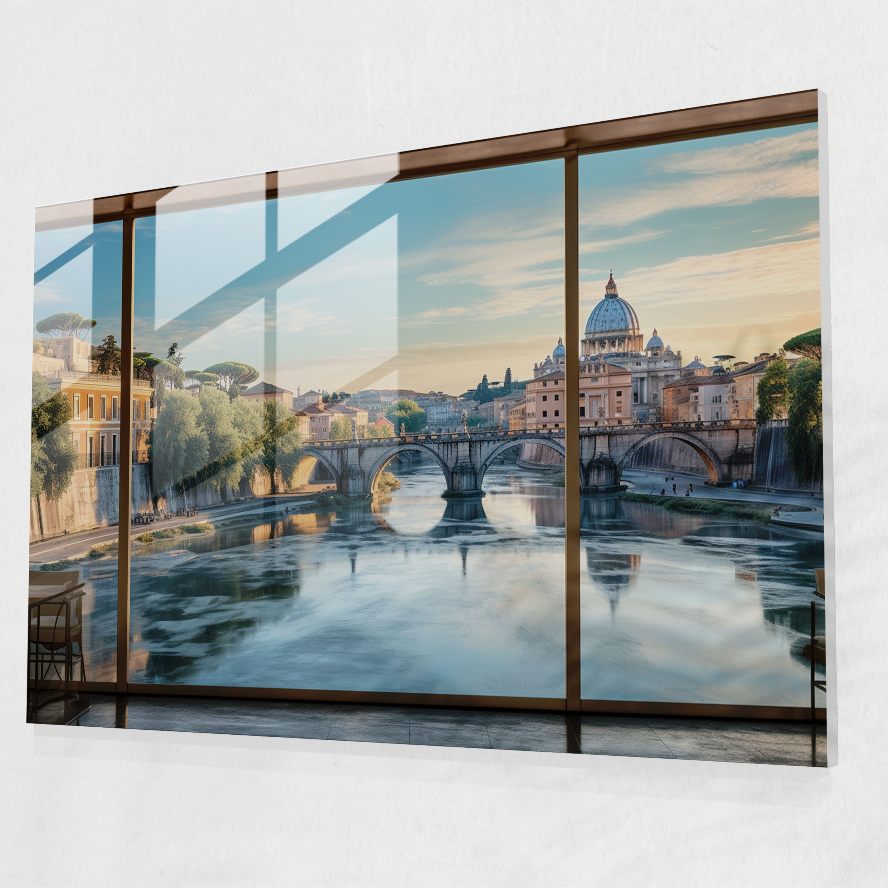 Tiber River Glass Print - Rome, Home Decoration, Modern Art, Glass Wall Art
