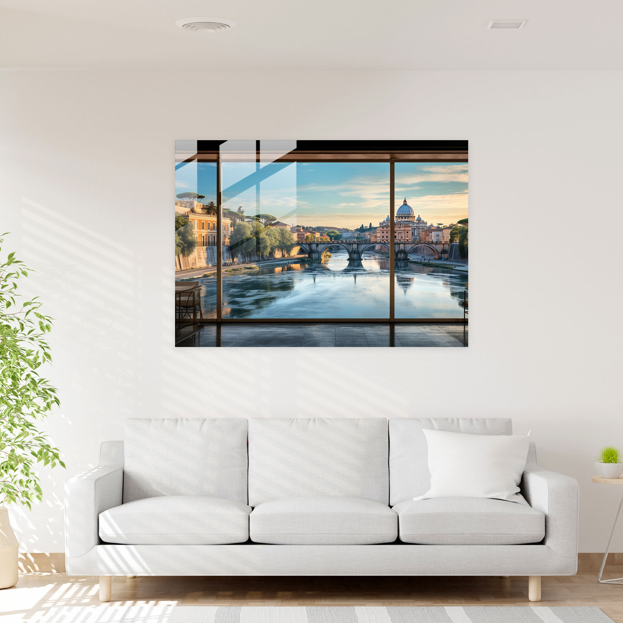 Tiber River Glass Print - Rome, Home Decoration, Modern Art, Glass Wall Art