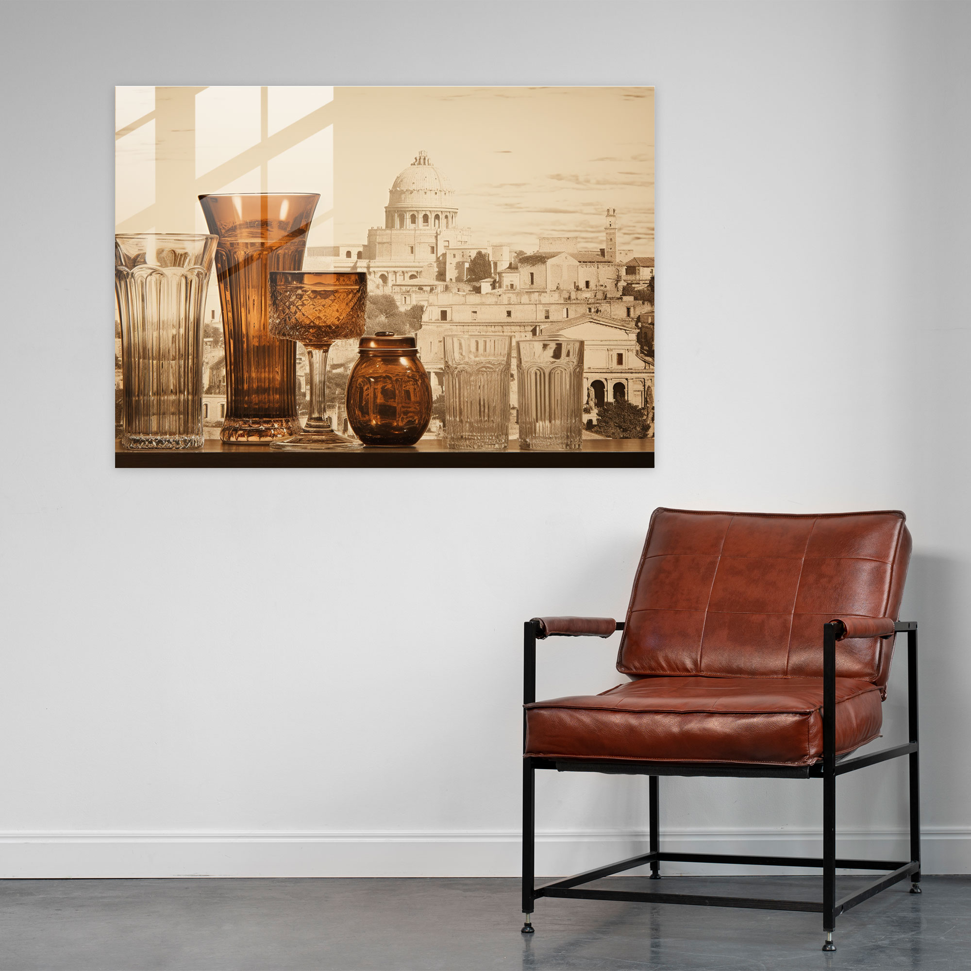 Rome Glass Print - Vintage Roman Landmarks - Rome, Nostalgia, Glass Wall Art, Modern Art