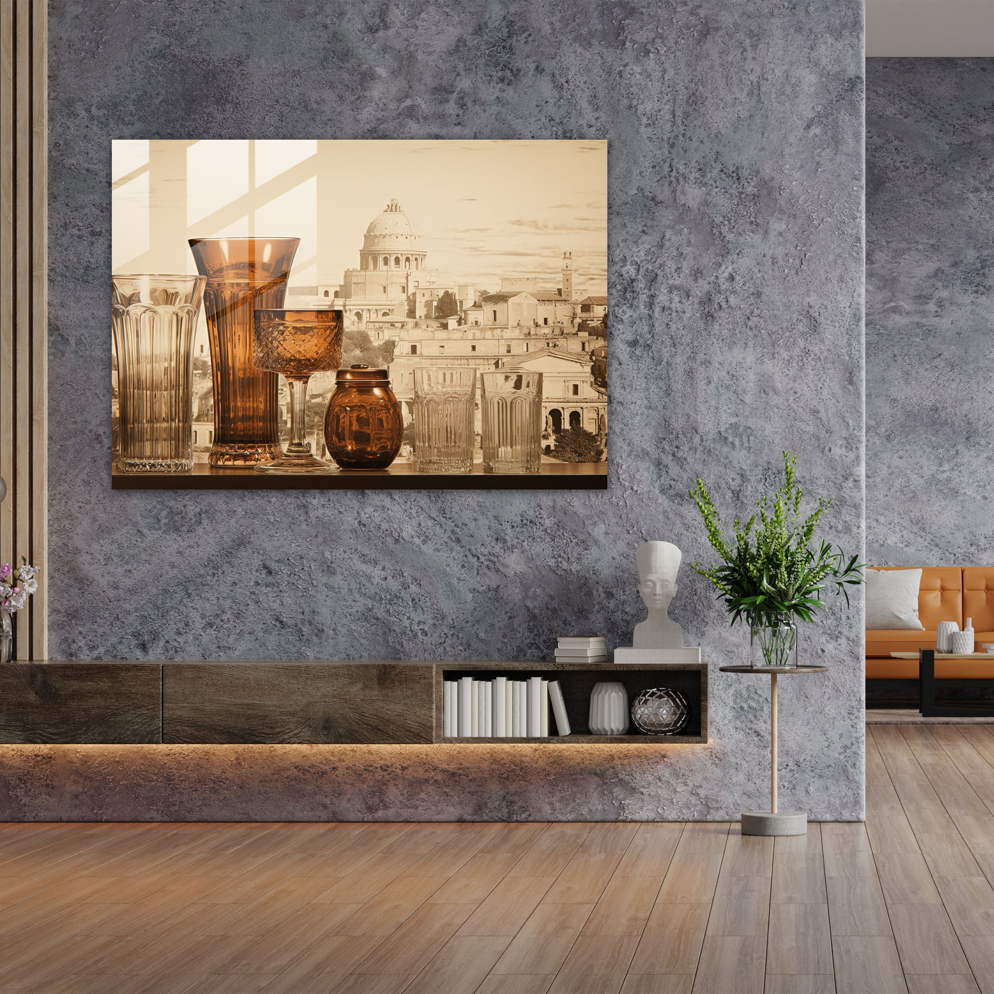 Rome Glass Print - Vintage Roman Landmarks - Rome, Nostalgia, Glass Wall Art, Modern Art