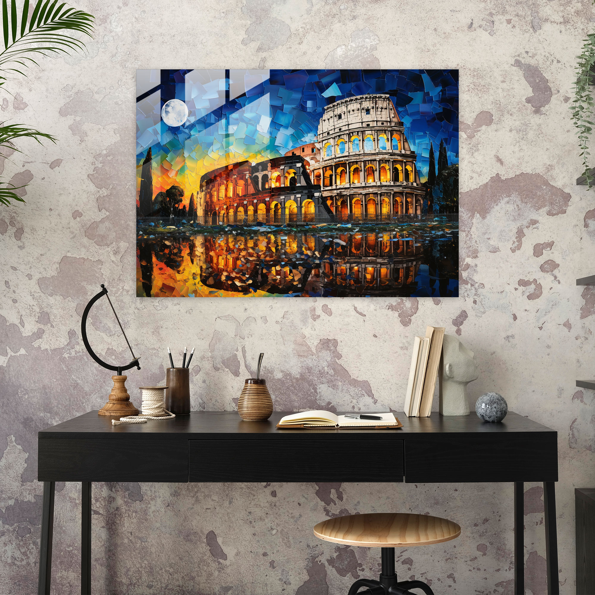 Roma Cam Tablo - Roma Duvar Dekorasyonu Cam Duvar Sanatı Canlı Renkler