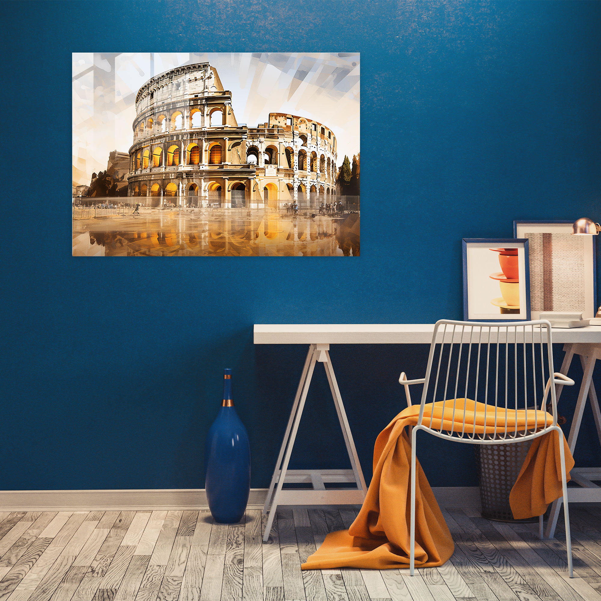 Rome Glass Print - Rome, Roman Colosseum, Modern Abstract, Contemporary