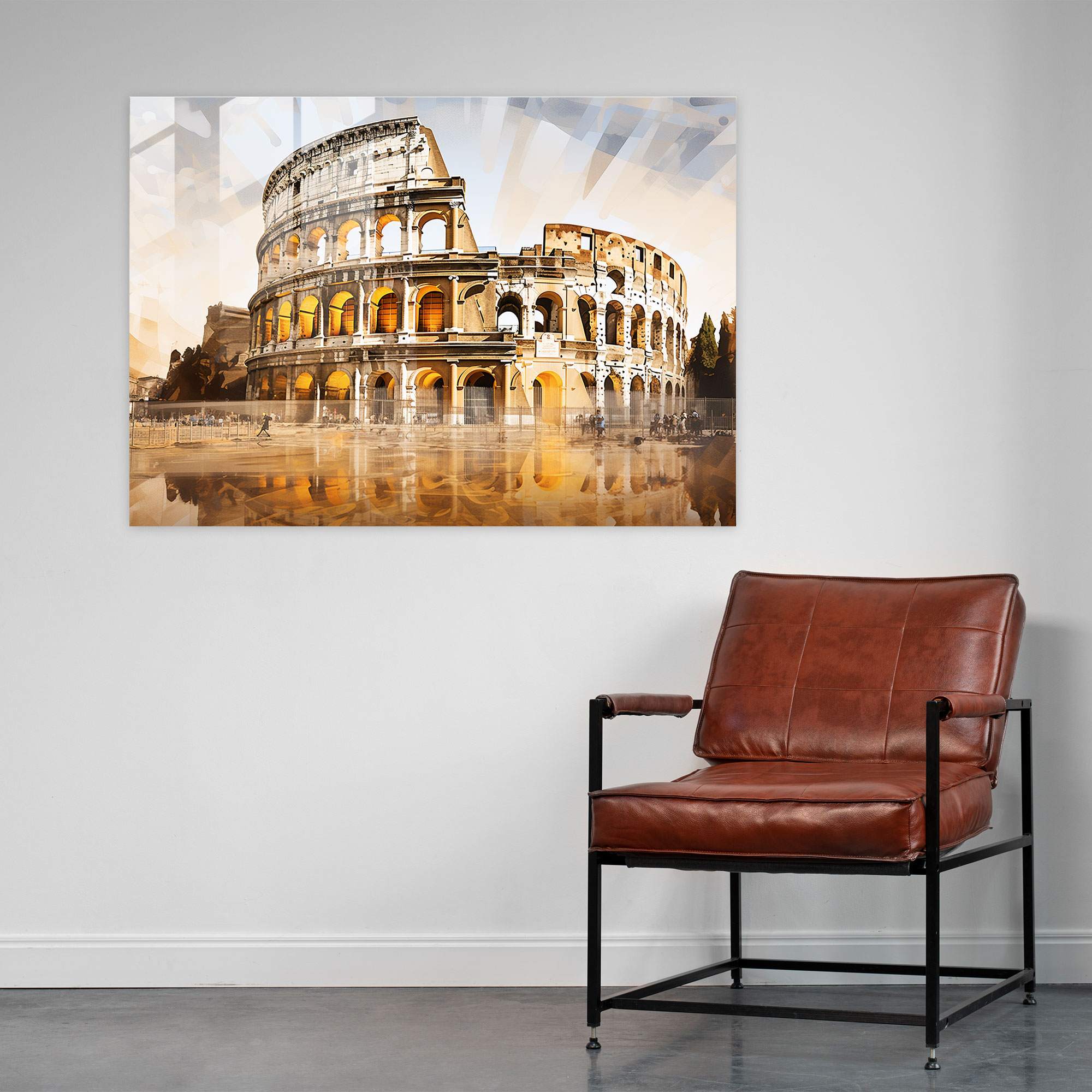 Rome Glass Print - Rome, Roman Colosseum, Modern Abstract, Contemporary