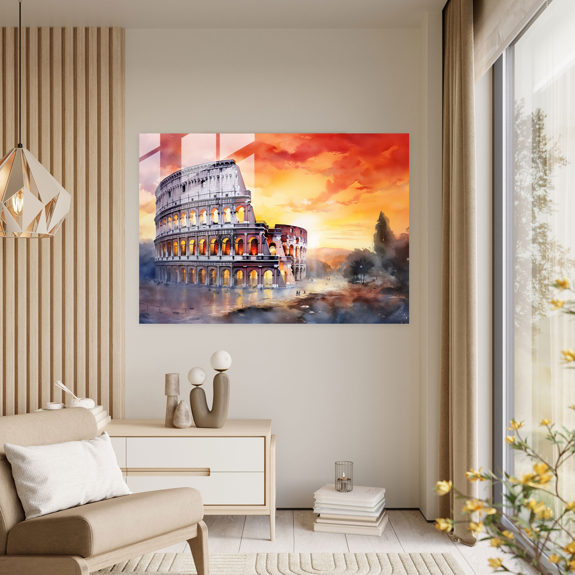 Rome Glass Print - Rome, Glass Art, Sunset, Wall Decoration