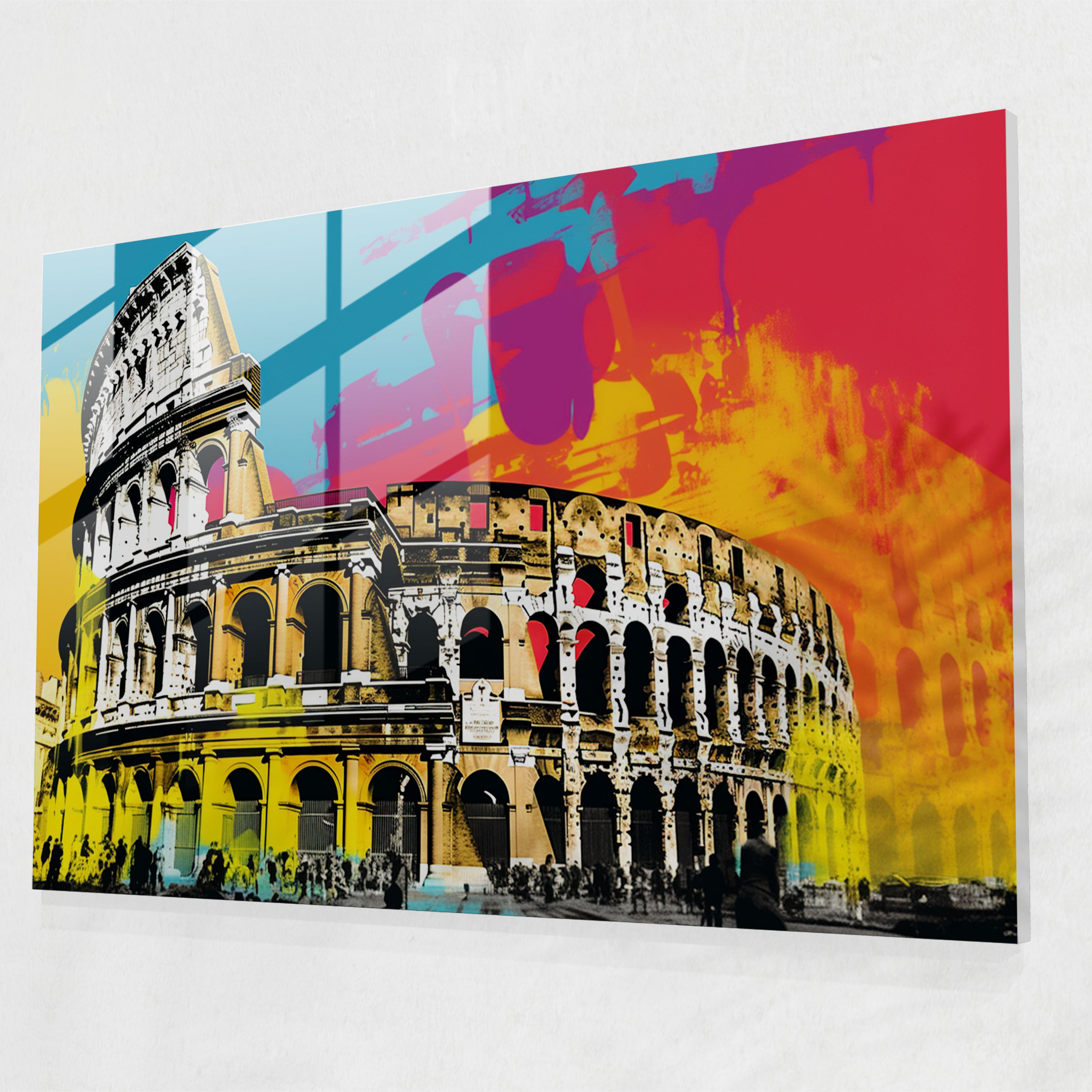 Roman Landmarks Glass Print - Pop Art Illustration - Rome, Modern Art, Rome, Glass Print