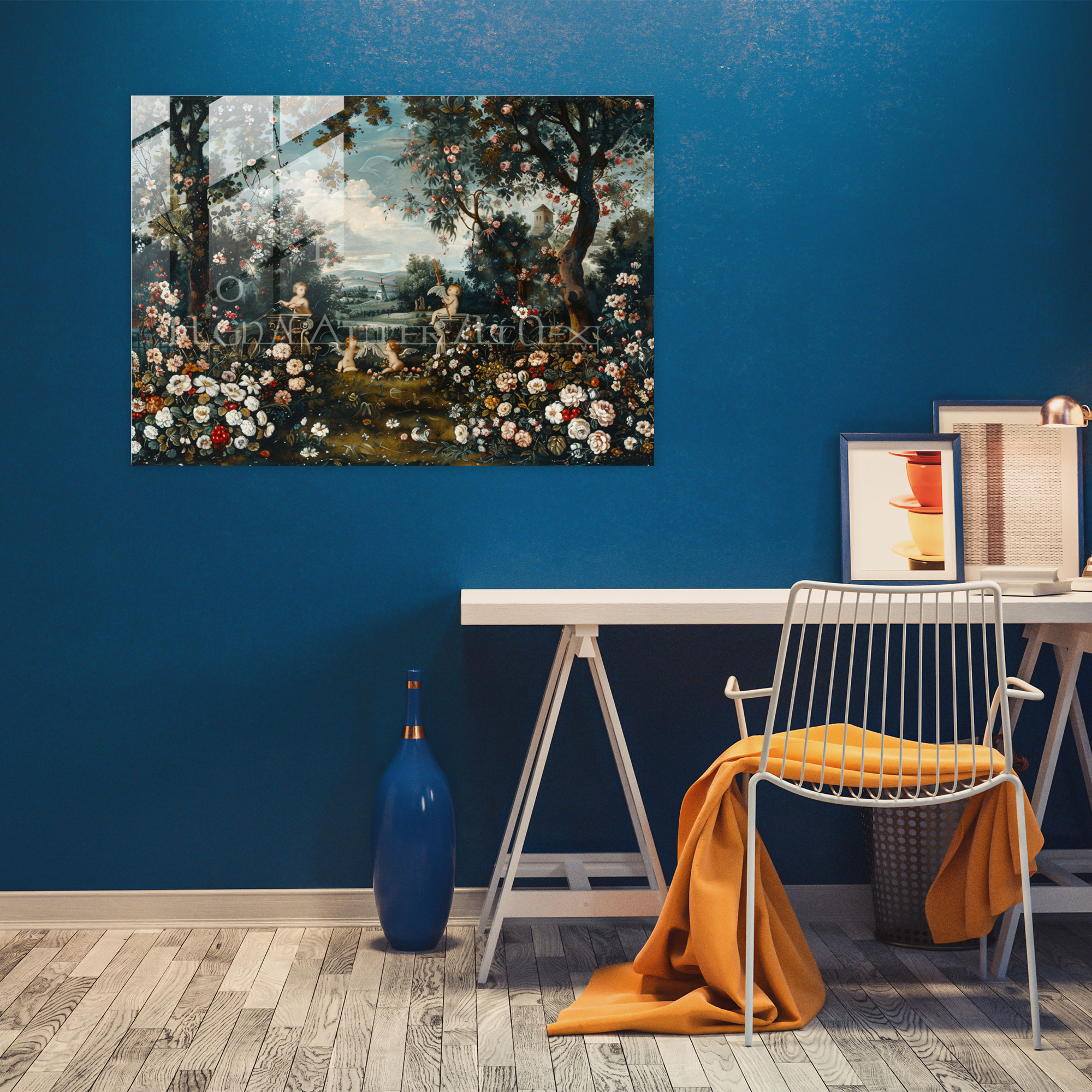 Rococo Style Painting Glass Print - Rococo Style Painting, Glass Print, Glass Art, Home Decoration
