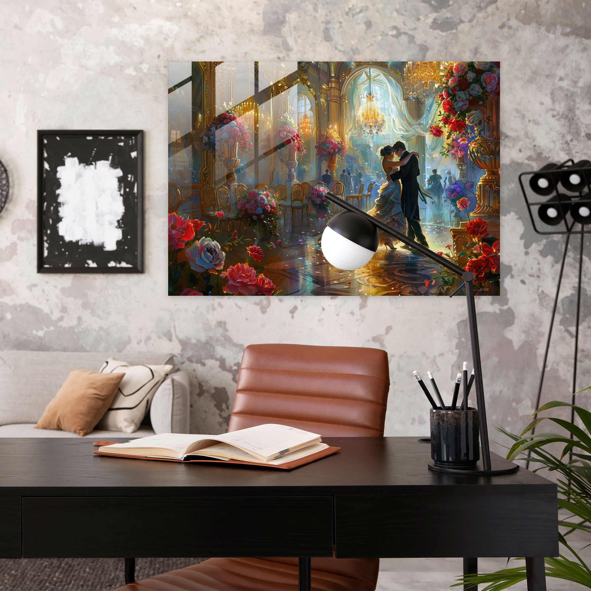 Rokoko Tarzı Resimli Cam Duvar Sanatı - Rokoko Tarzı Resimli Cam Duvar Sanatı Modern Sanat